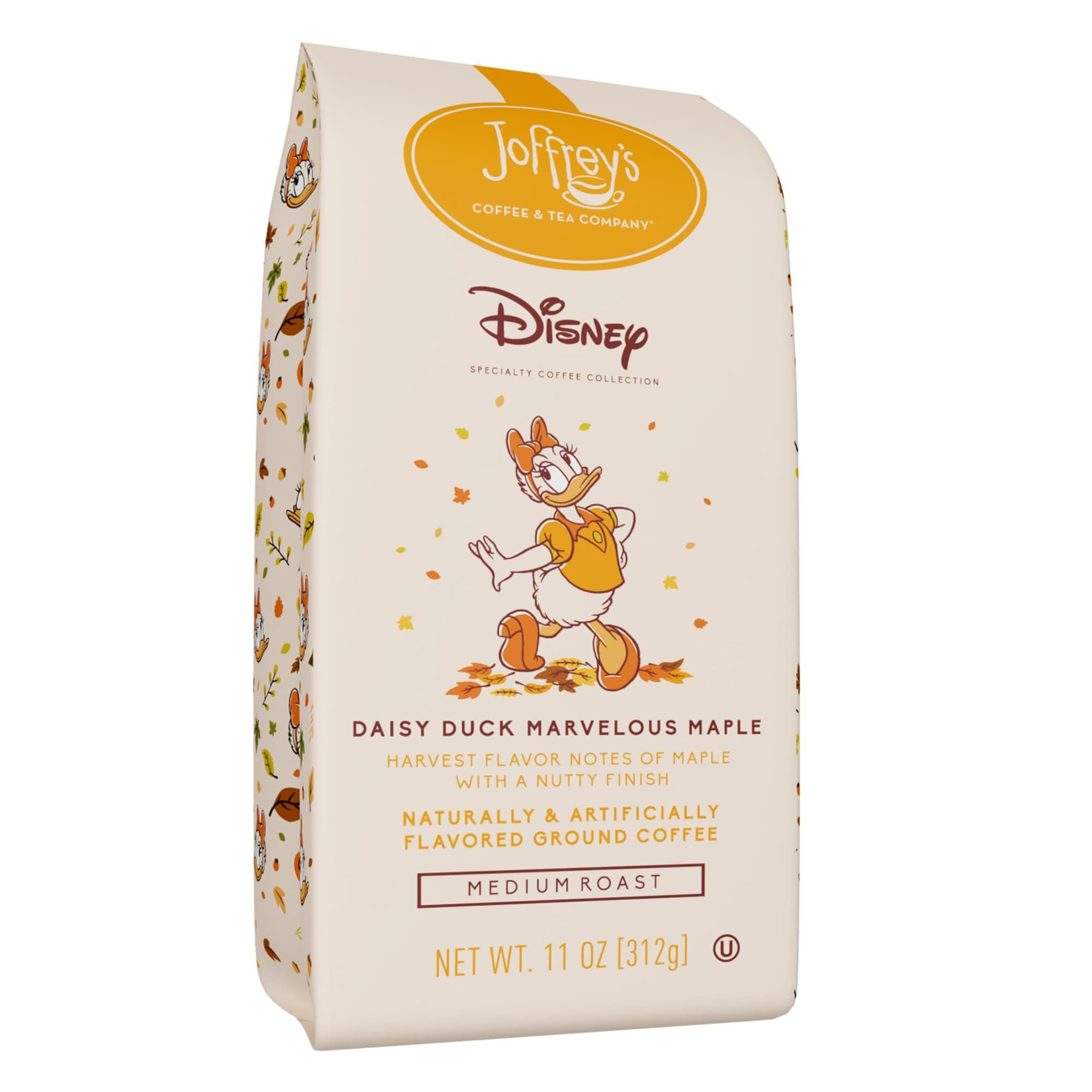 Joffrey's Coffee - Disney Daisy Duck Marvelous Maple Flavored Arabica Ground Coffee, Disney Specialty Collection, Artisan Medium Roast, Rich & Smooth Taste (11oz)