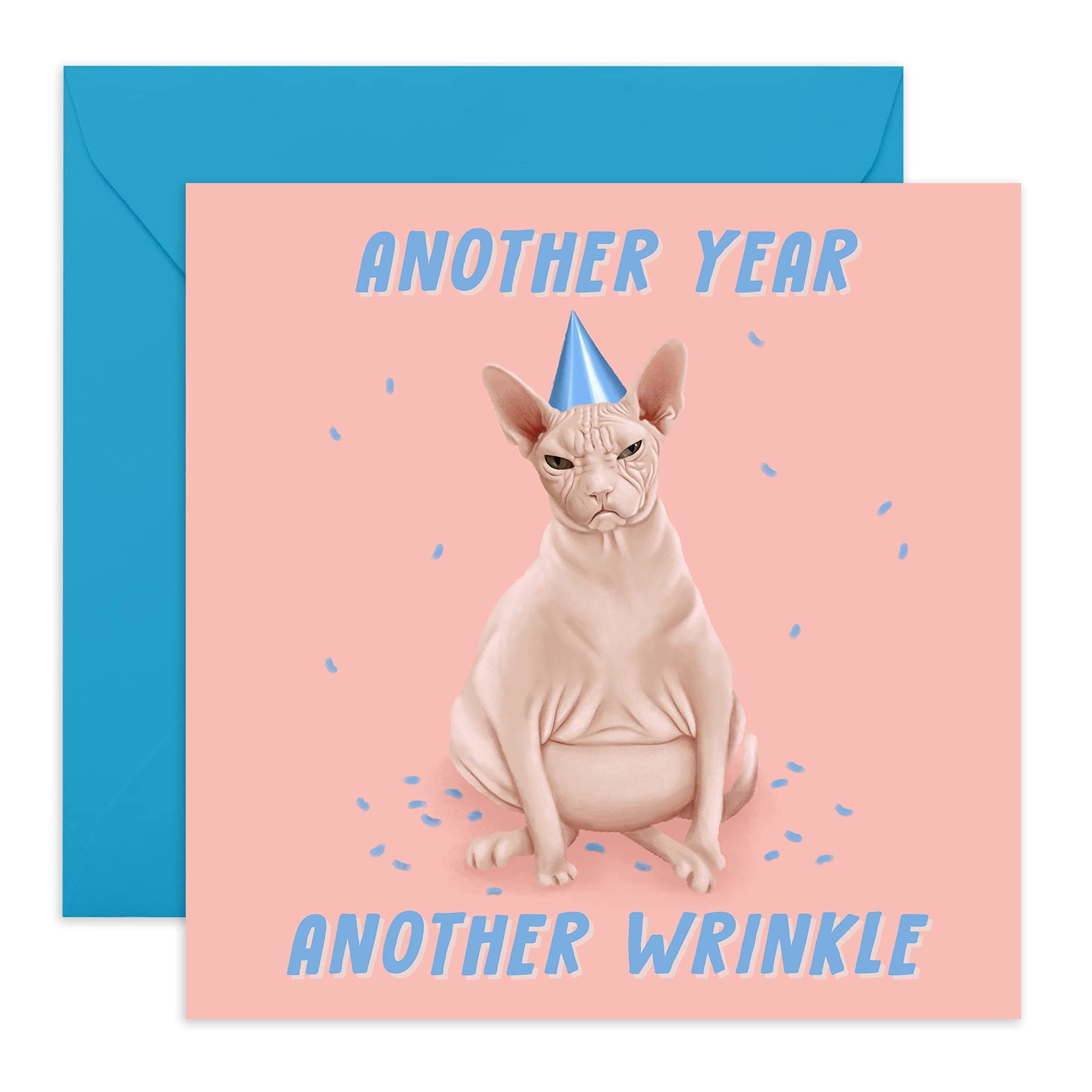 CENTRAL 23 - Funny Animal Birthday Card - “Sphynx Cat Another Year Another Wrinkle” - For Men & Women - Mom Dad Husband Wife Brother Sister 21st 25th 30th 40th 50th 60th - Comes with Fun Stickers