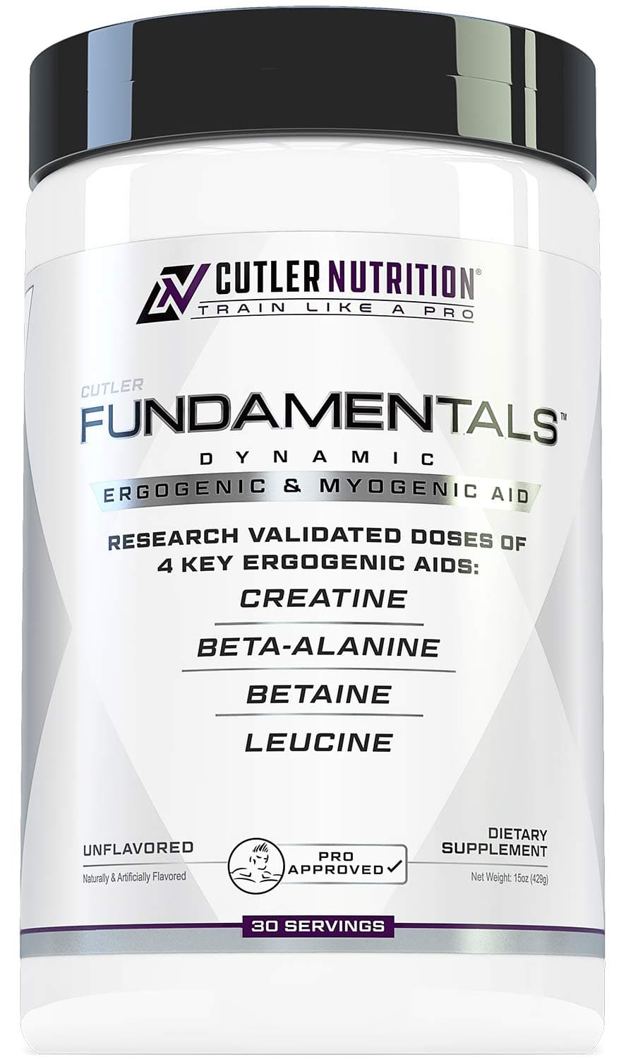 Fundamentals Intra or Post Workout Recovery Drink: 4 Key Ergogenic Aids for Maximum Performance and Muscle Growth: Creatine, Beta-Alanine, Betaine, and Leucine, 30 Servings, Unflavored