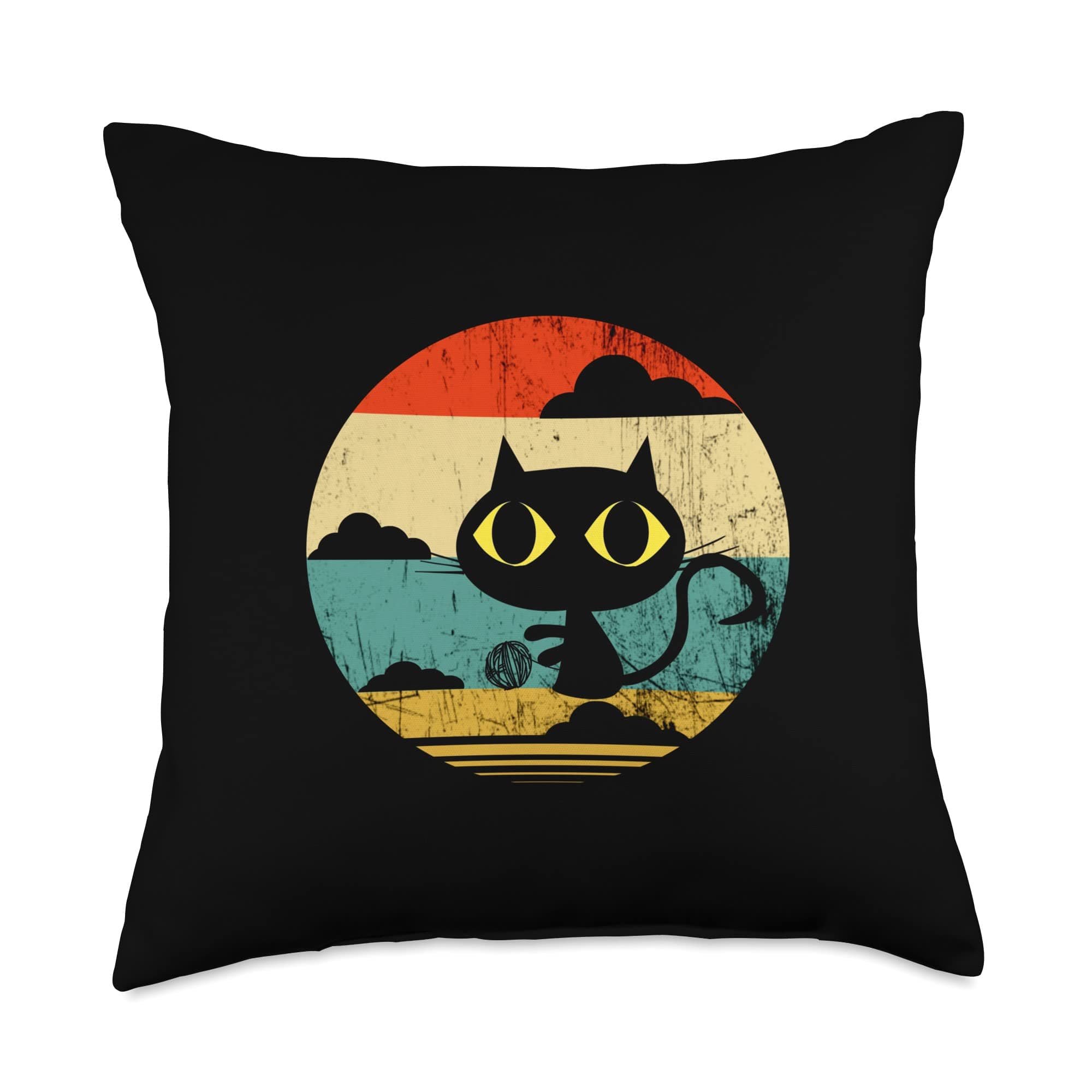 Retro Style-Cat Lover for Men, Women and Kids Throw Pillow, 18x18, Multicolor