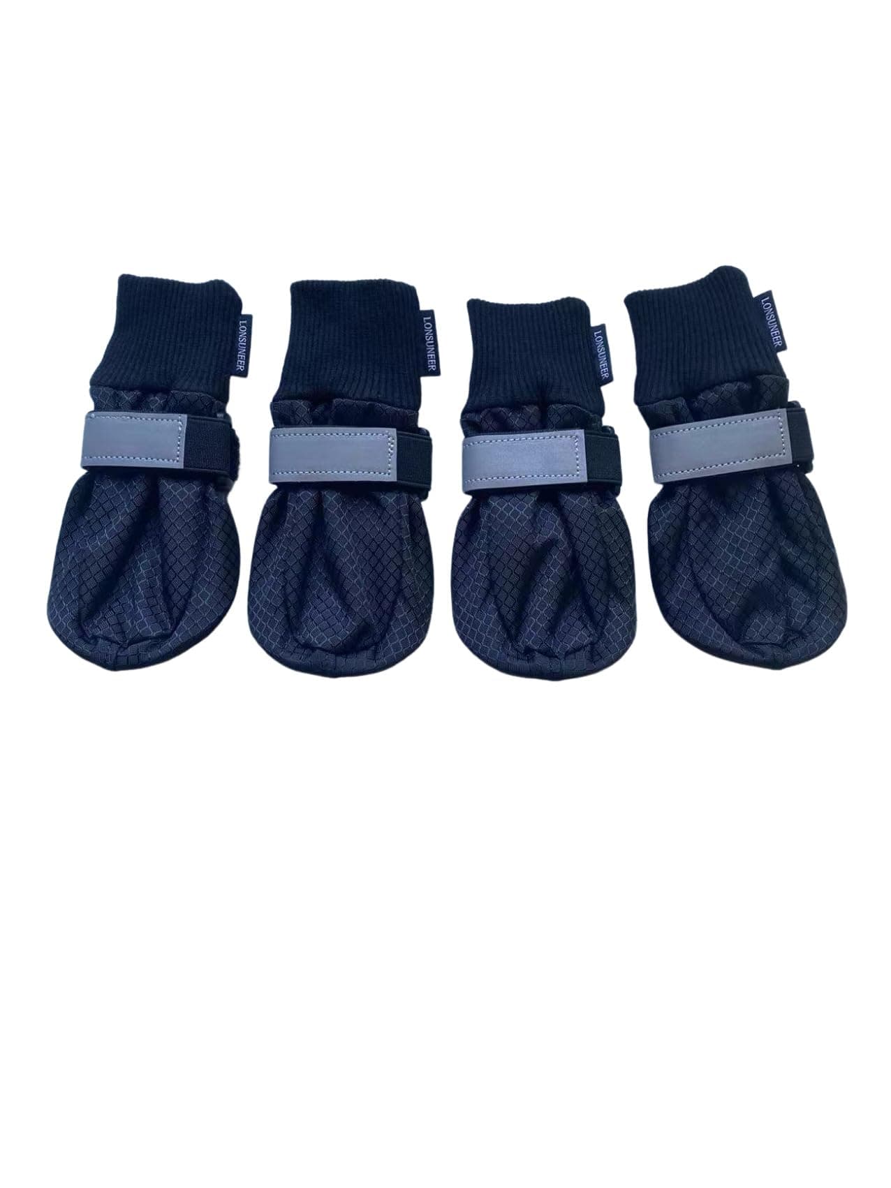Paw Protector Dog Boots Soft Sole Nonslip and Reflective Set of 4 Color Black Size X-Small