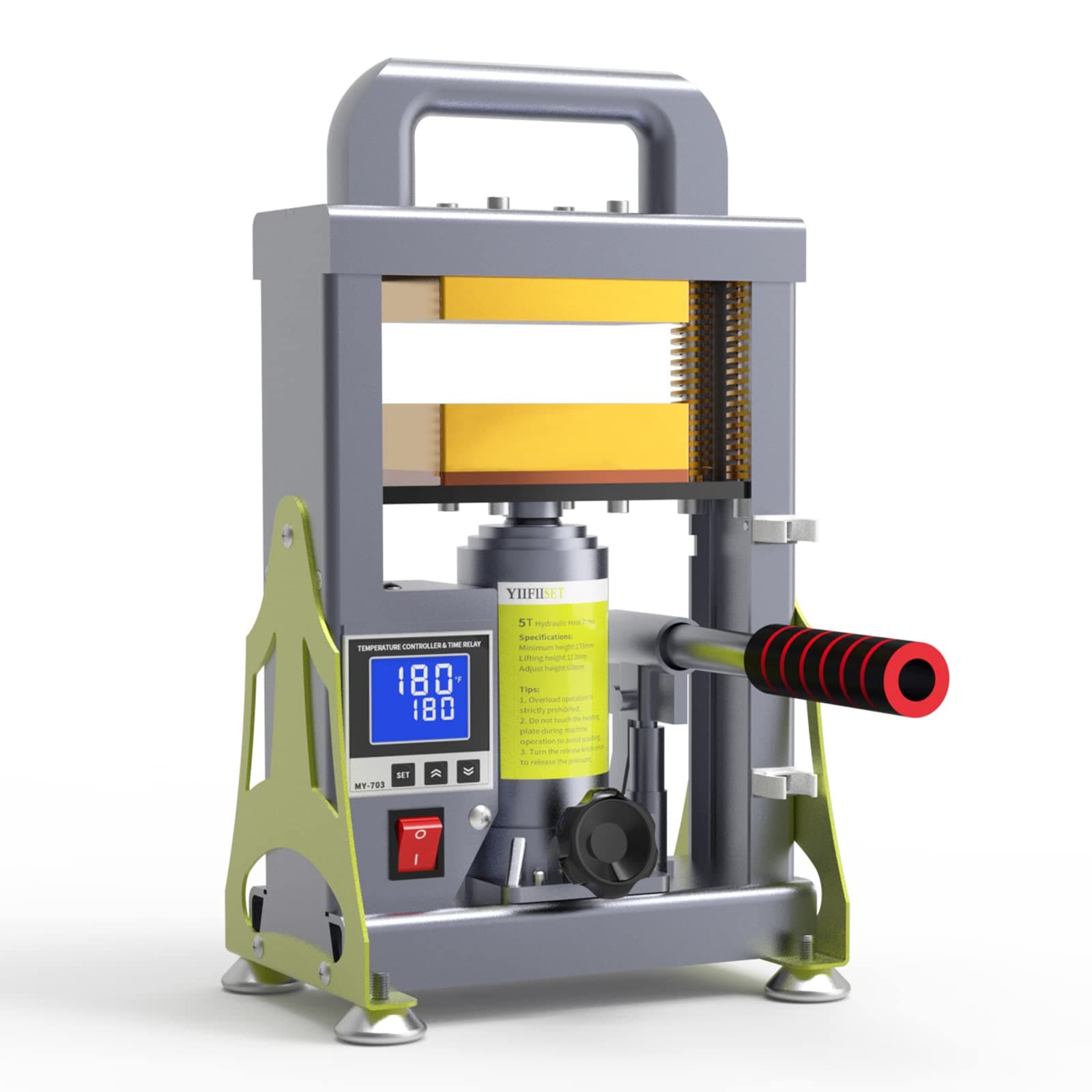 5 Ton Hydraulic Heat Press Machine with 3x5 inch Heated Plates,Auto Temperature Adjustment Heat Press