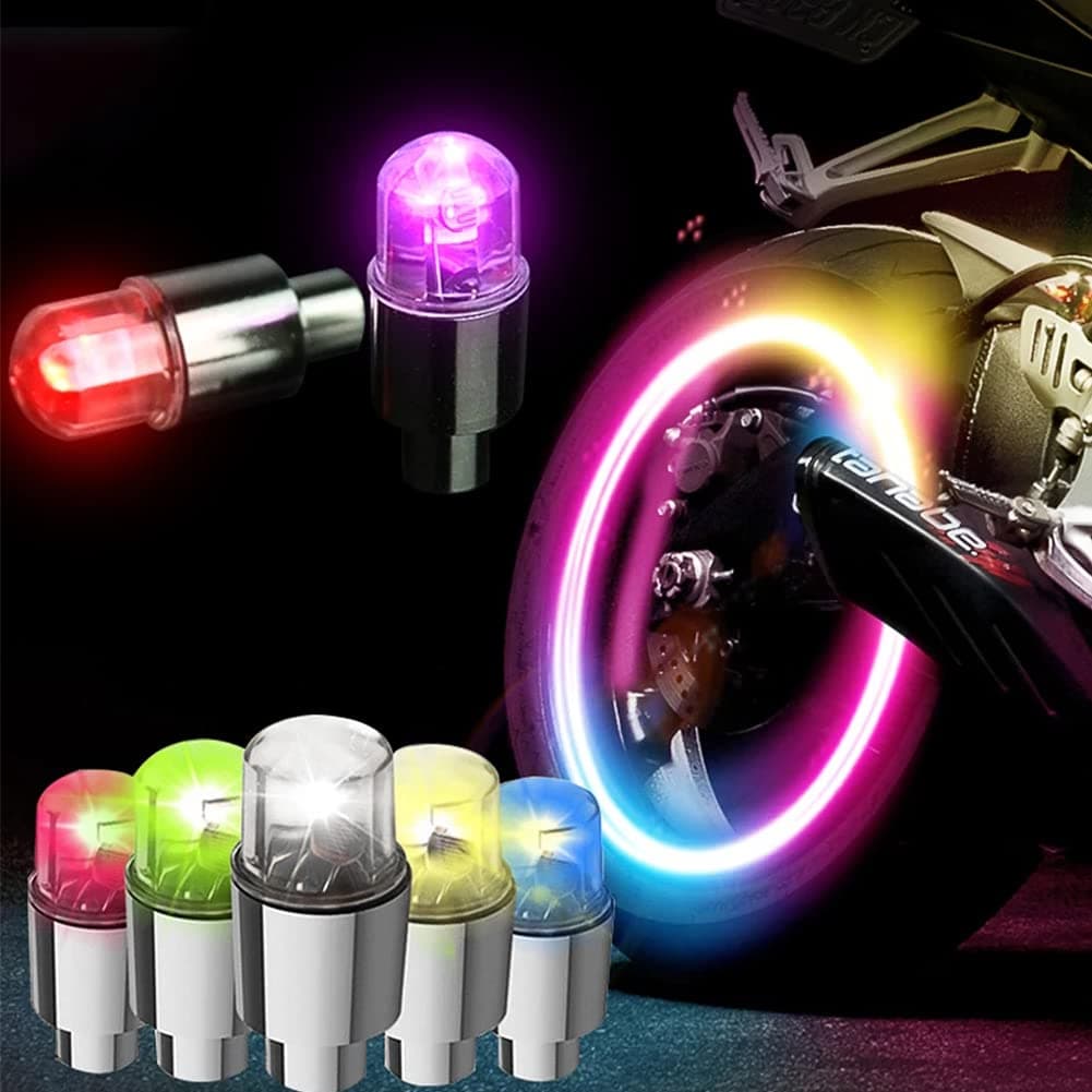 JHMUERN LED Wheel Lights Tire Valve Cap Light Waterproof LED Flashing Light for Car Bike Motorcycle Trucks (Mixed Colors)