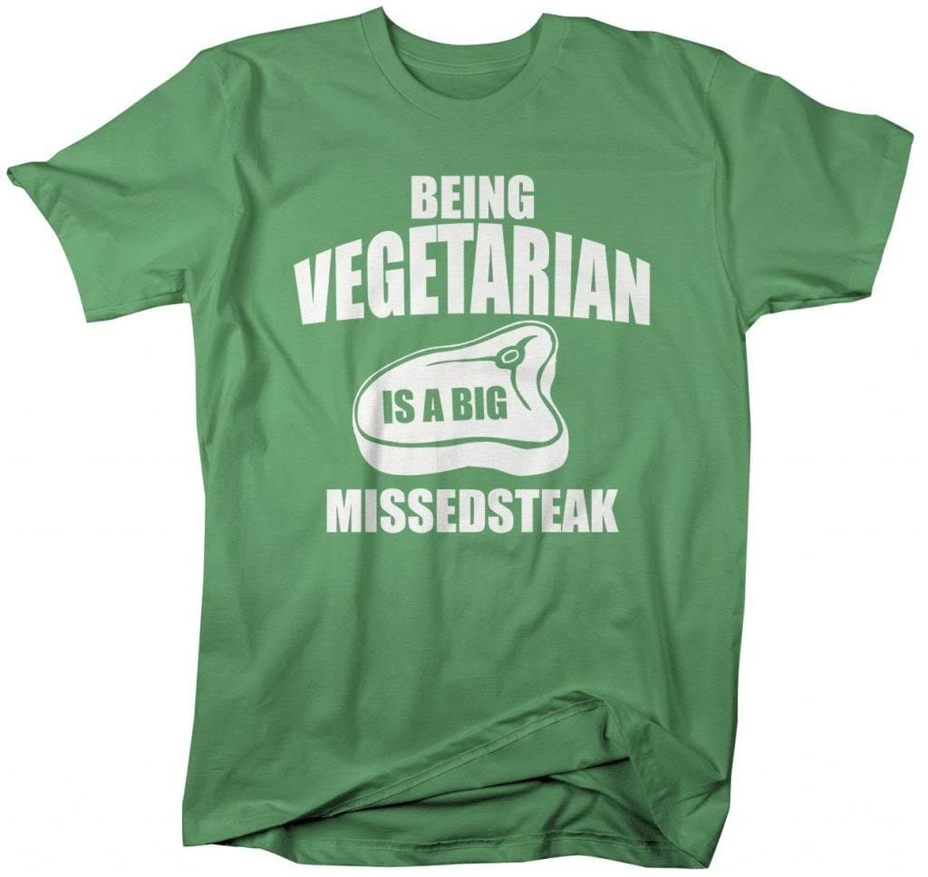 Shirts By Sarah Men's Funny Vegetarian T-Shirt Missed Steak