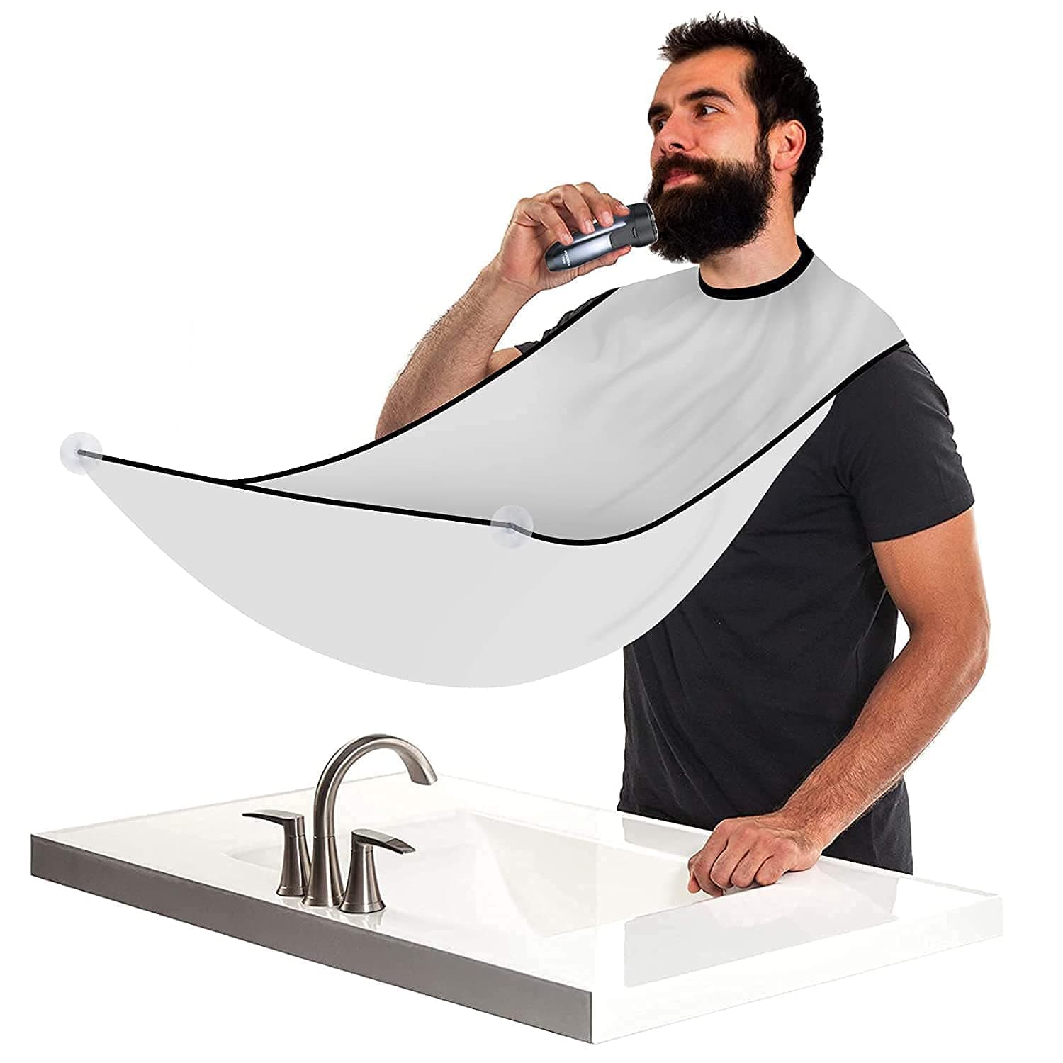 ASSOCIATES WP Craft Beard Apron- Cape Beard Trimming Bib for Men Shaving & Hair Catcher，The Waterproof Non-Stick Beard Catcher is a Great Gift for Men's Home Beauty（White）, White, Standard