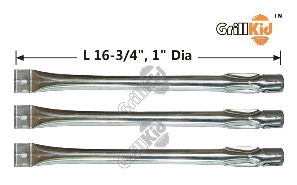Grillkid BS603 Stainless Steel Pipe Burner Replacement for Select Gas Grill Models by Kenmore, Master Forge, etc, Compatible with Part # 15601, L3018S-00-2700, KENMFT1, etc, Set of 3