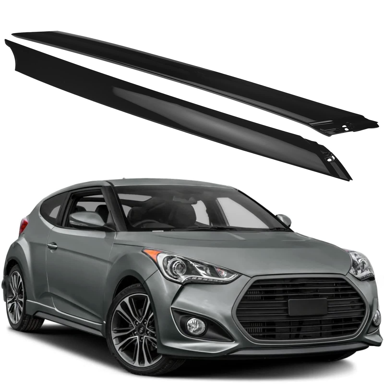 Left & Right Windshield A-Pillar Trim Molding, Front Driver & Passenger Side Windscreen A-Pillar Panel Compatible with Hyundai Vehicle 2012-2017 Veloster, Replace#861702V000 861802V000