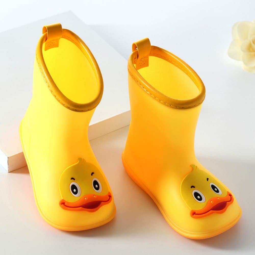 KMYS Children's Duck Shoes PVC Rubber Kids Baby Cartoon Shoes Children's Water Shoes Waterproof Rain Boots (Yellow, S)