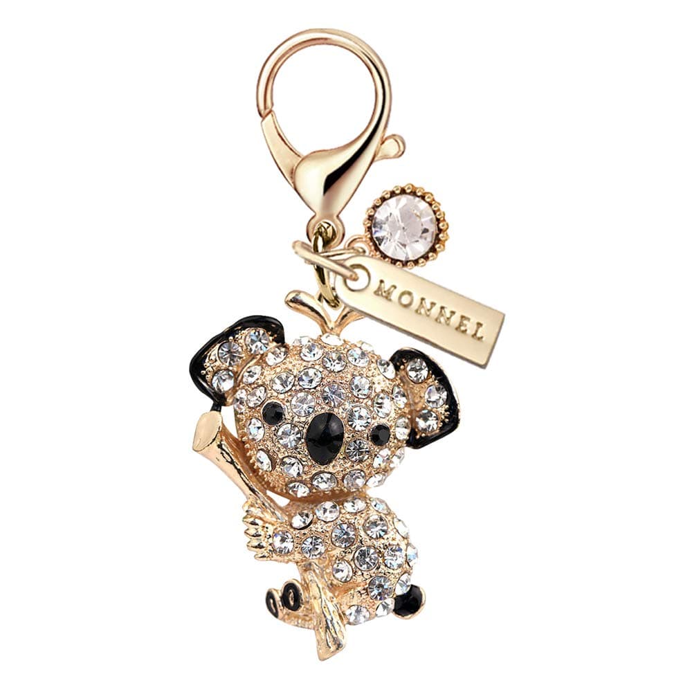 MC124 Crystal Big Koala Bear Lobster Clasp Charm Pendant with Pouch Bag (1 piece)