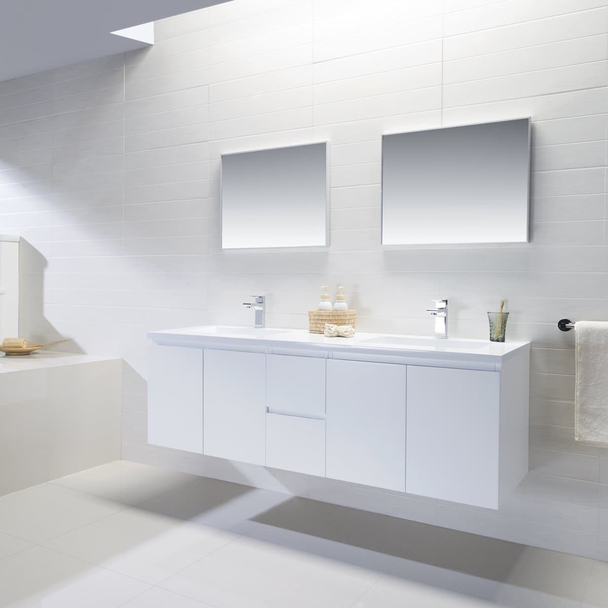 INOLAV Vanity Adams 72 with Solid Surface Top - Matt White Finish