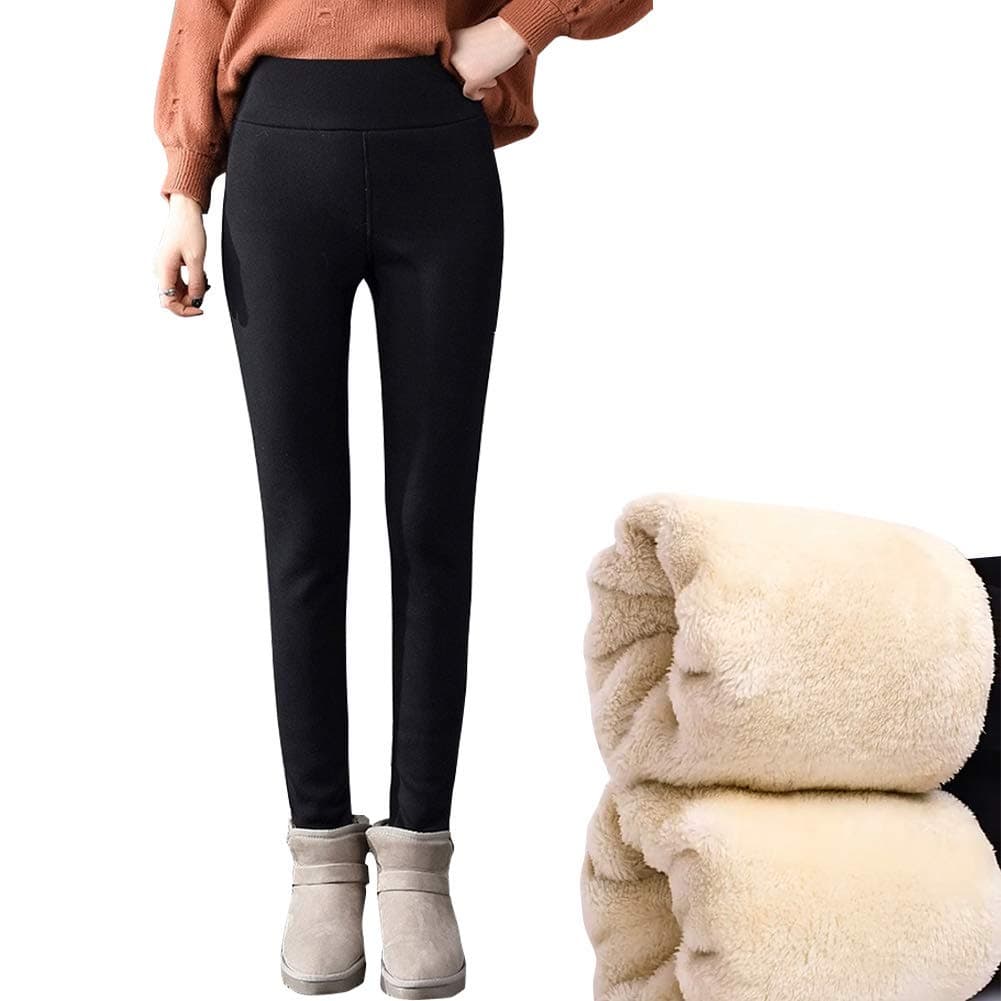 MIKIMIQISuper Thick Cashmere Leggings for Women, Polyester Sherpa Winter Leggings, Warm Elastic Slim Thermal Pants