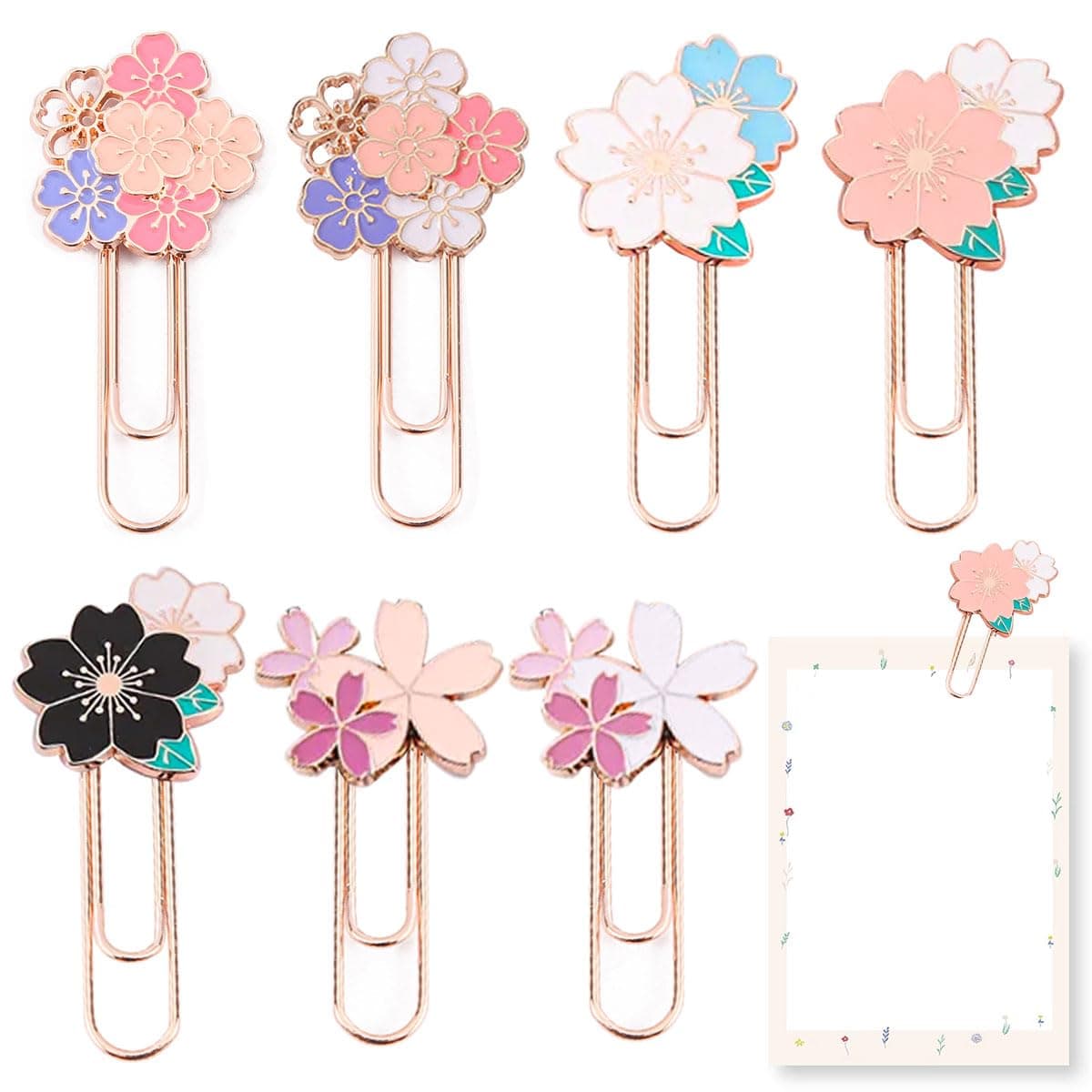 7 PCS Cherry Paper Clips Metal Paperclip Large Size Paper Clip Cute Bookmark Colorful Office Supplies Gifts for Teacher & Students, Bookmark Clamp Desk Accessories Stationery for School