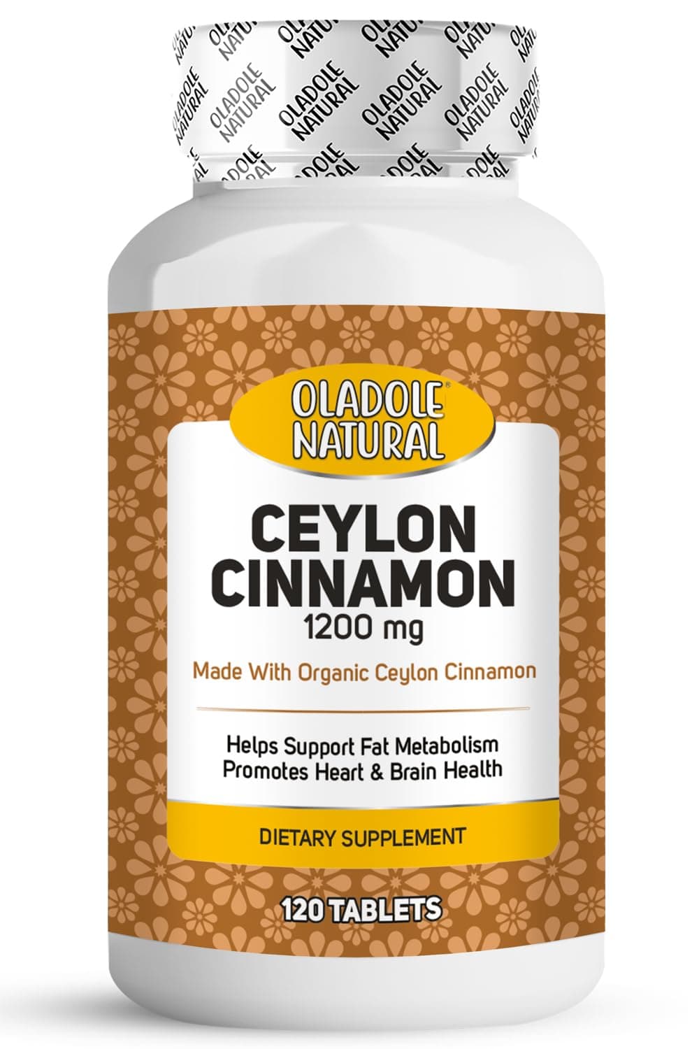 Oladole Natural Ceylon Cinnamon- 1200mg (120 Tablets) | For Blood Sugar Support, Powerful Antioxidant, Metabolism Booster, Promotes Heart & Brain Health, Digestive Wellness | Non- GMO, Gluten Free