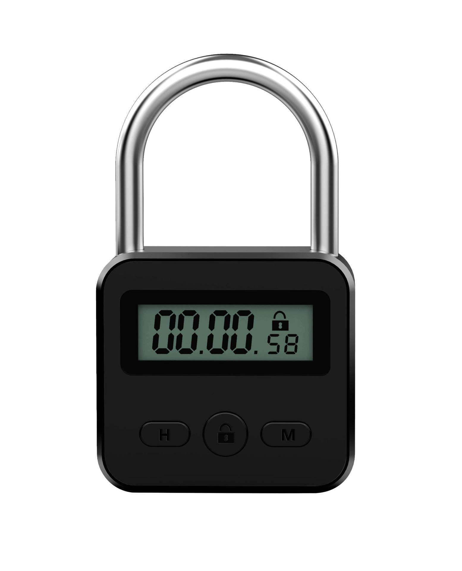 Metal Timer Lock - Electronic Time Padlock 99 Hours Max Timing with Electronic LCD Timed Display - USB Rechargeable (Black)