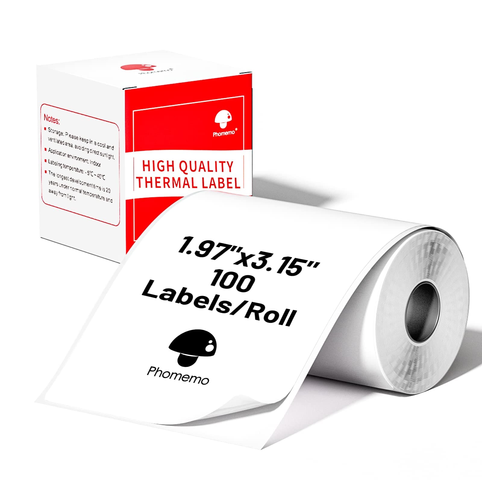 Thermal Labels- Sticker Label for M110/M221/M220/M120/M200 Label Printer,1.97"x3.15"(50x80mm),100 Labels/Roll, Black on White