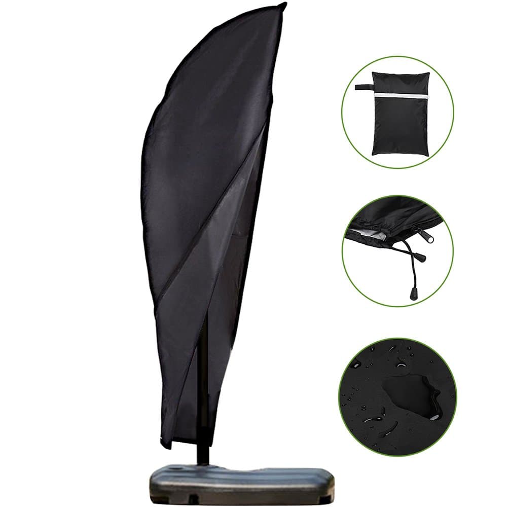 Scorpiuse Patio Offset Umbrella Cover with Zipper Waterproof Fits 9ft to 11ft Cantilever Parasol Outdoor Banana Umbrellas