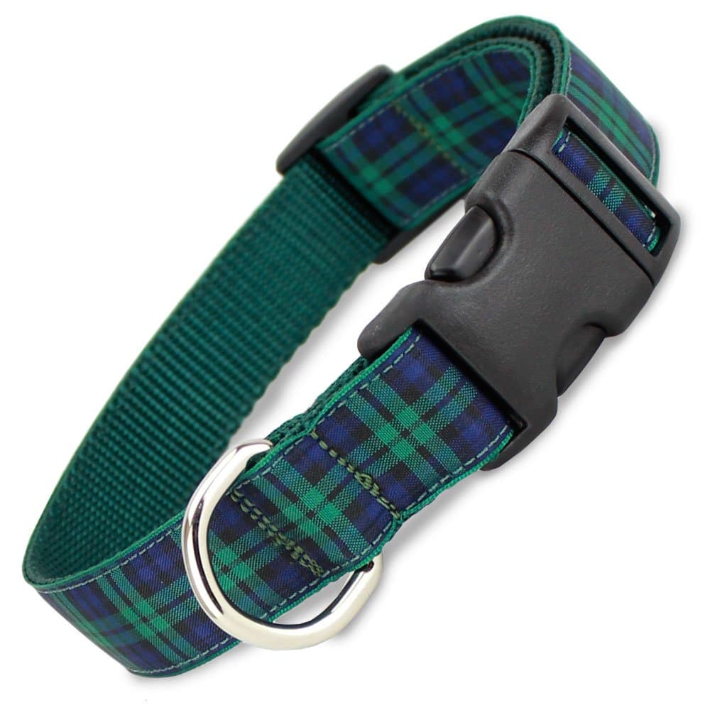 The Artful CanineBlackwatch Plaid Dog Collar, Small Dogs 11-22 lbs (Collar: 5/8" Wide, 8.5" - 13" Long)