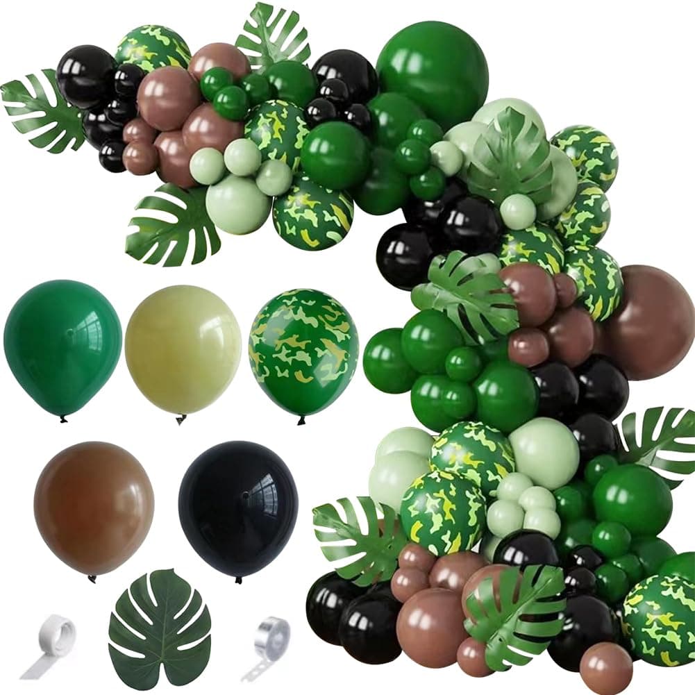 Camouflage Balloons, Birthday Party Balloons, 136 Pieces Camouflage Party Balloons, Birthday Decorations Set, Camouflage Party Supplies Latex Balloons for Birthday Party