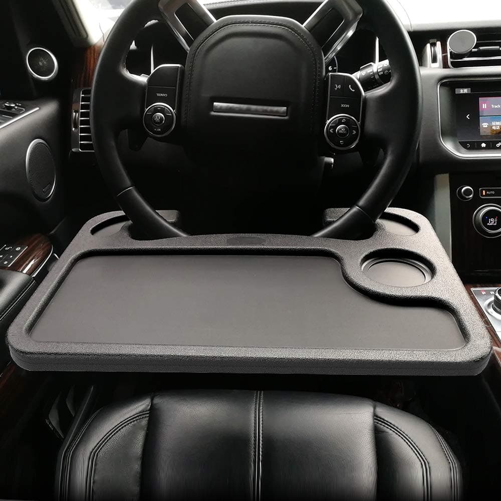 Car Steering Wheel Tray for Writing Laptop Dining Food Drink Work (Black)