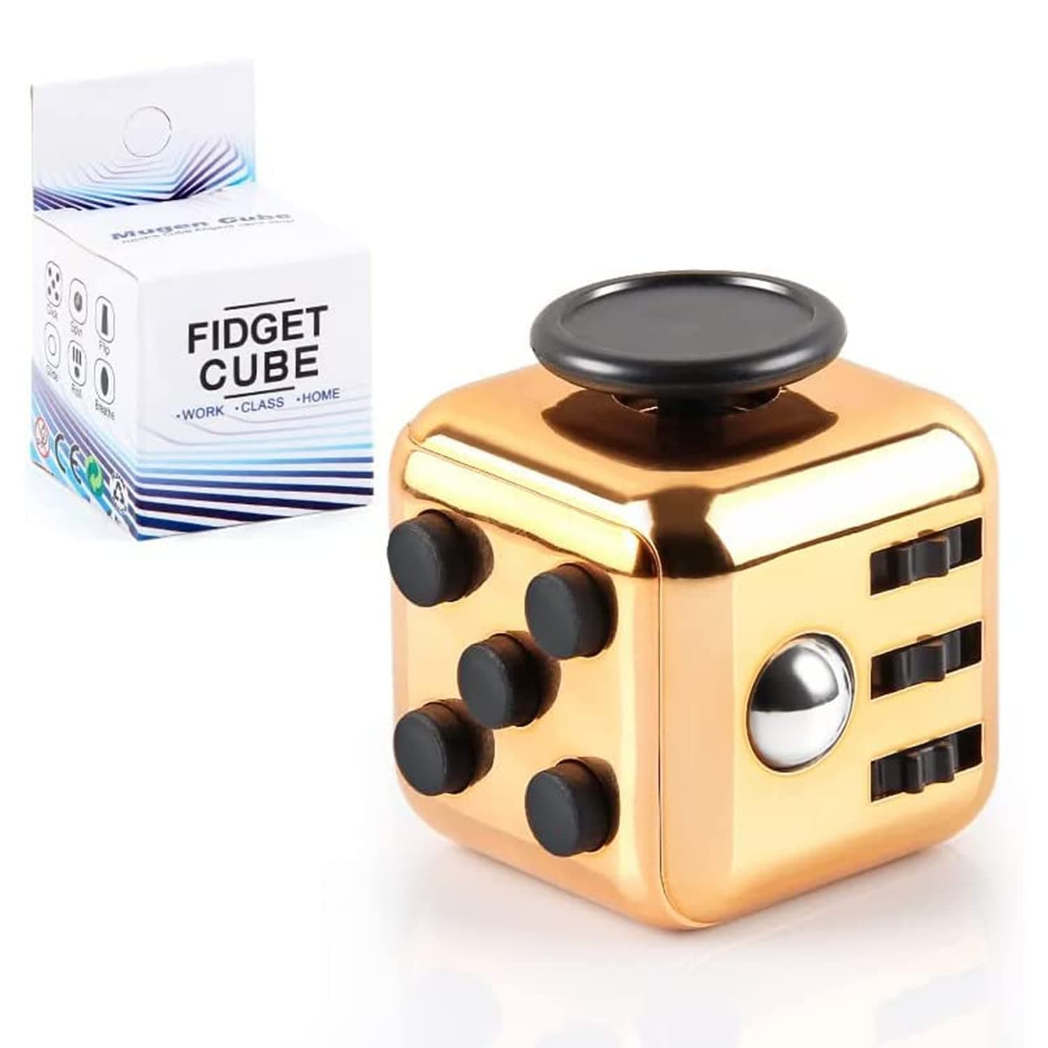 Mumoo Bear Infinity Cube Toy for Adults and Children, New Version Fidget Finger Toy Stress and Anxiety Relief, Killing Time Fidget Toys Infinite Cube for Office Staff (Tyrant gold)