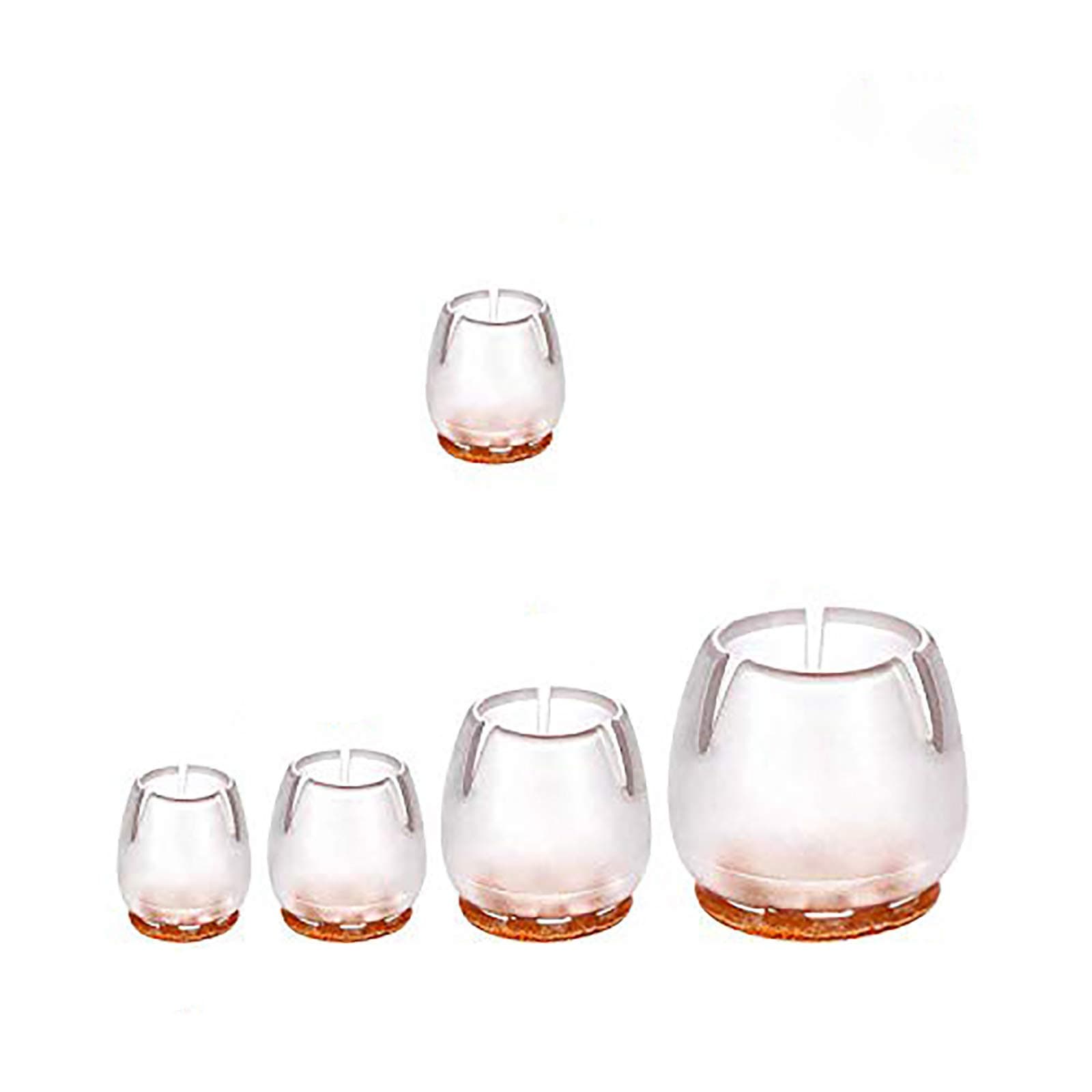 Chair Leg Caps, Round Clear Silicone Table Furniture Leg Feet Tips Covers Wood Floor Protectors, Felt Pads, Fit Diameter 9/16 to 5/8 Inch (1.4-1.6cm),16Pack