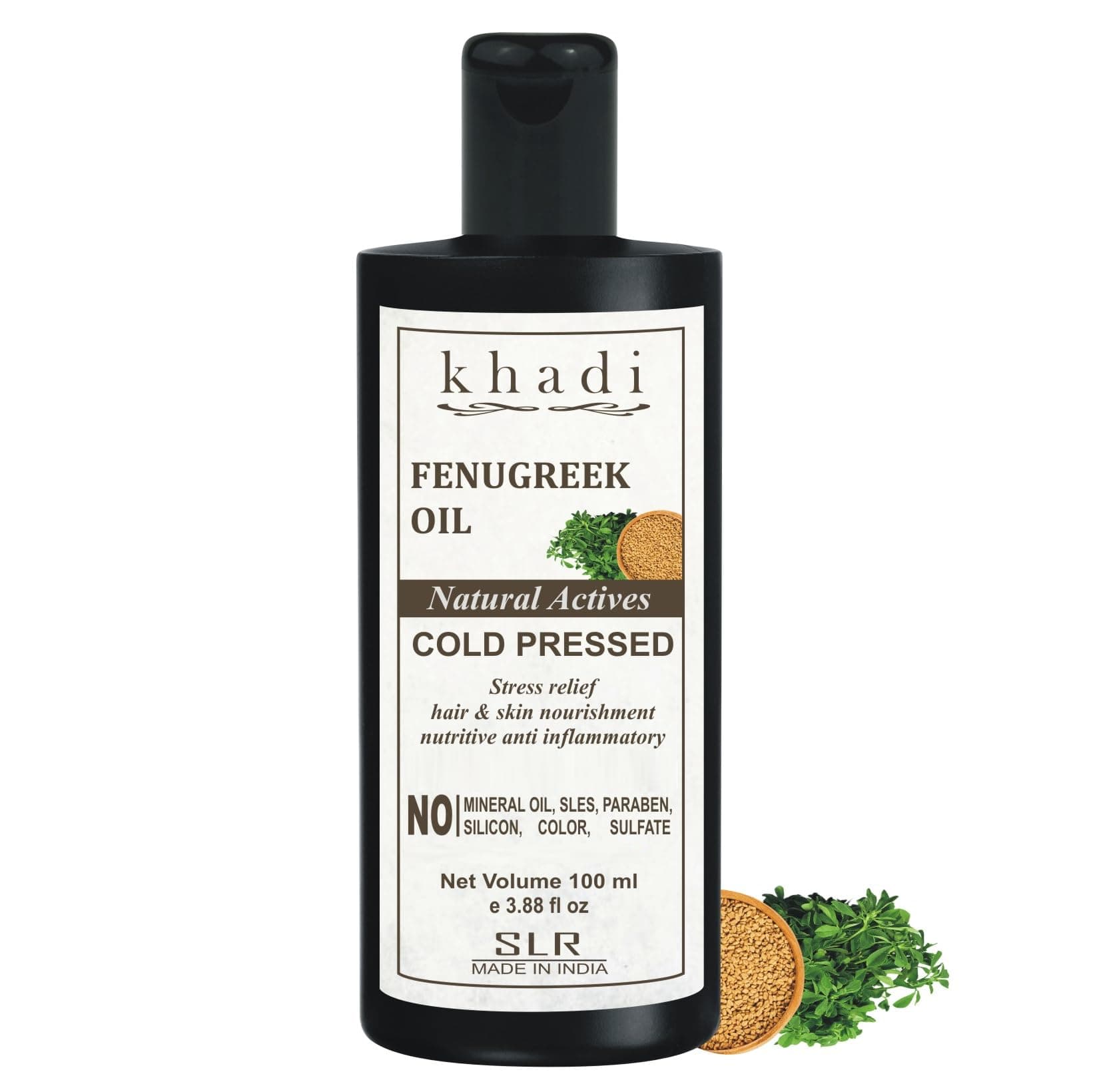 SLR Khadi Fenugreek Oil Cold Pressed - For Hair & Body Massage Oil - 100 Ml (Pack Of 1)