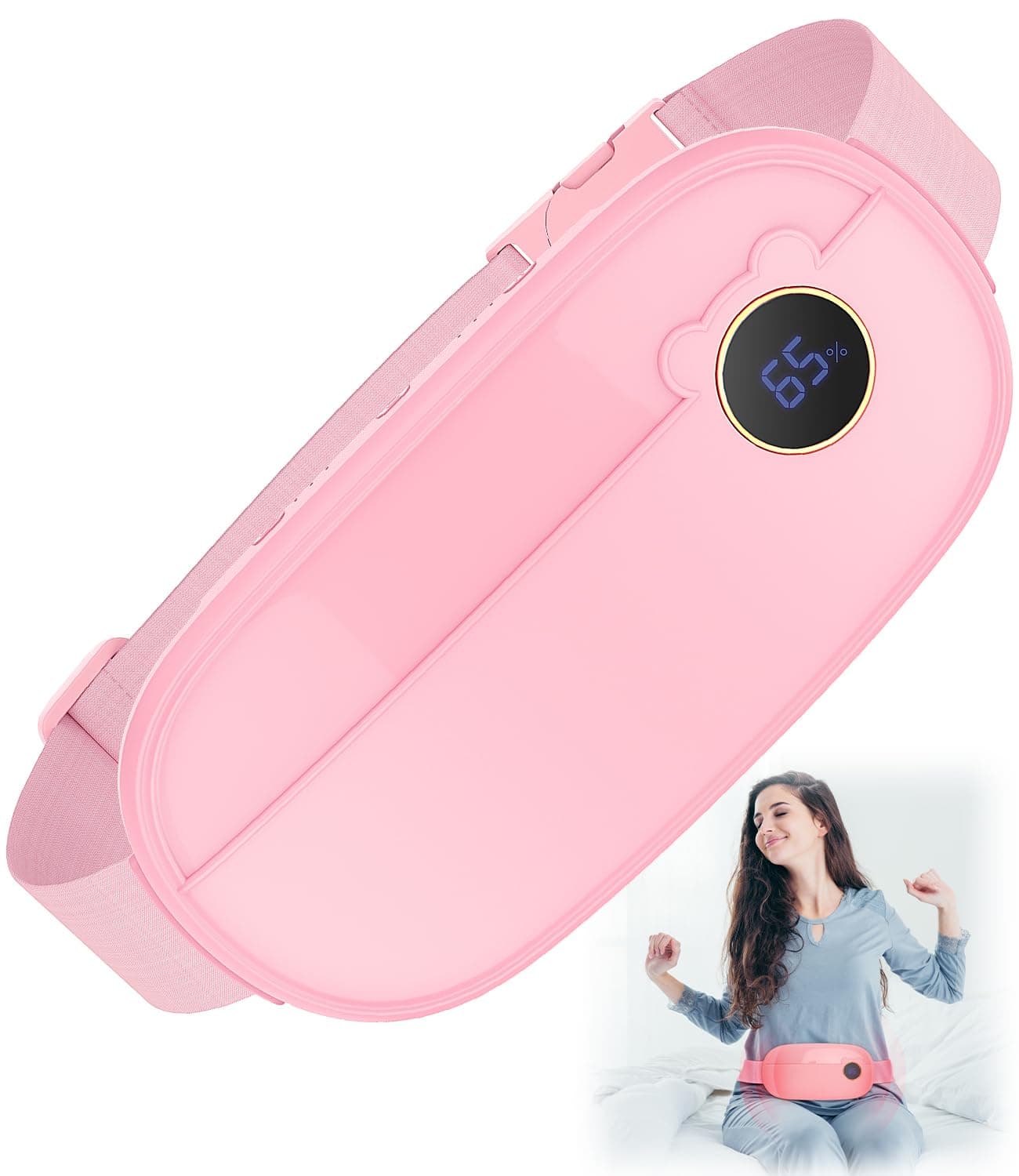 Portable Menstrual Heating Pad, Digital Display Period Heating Pad with 3 Heat Levels and 3 Massage Modes, Back or Belly Fast Heating, Christmas Gifts for Women and Girl