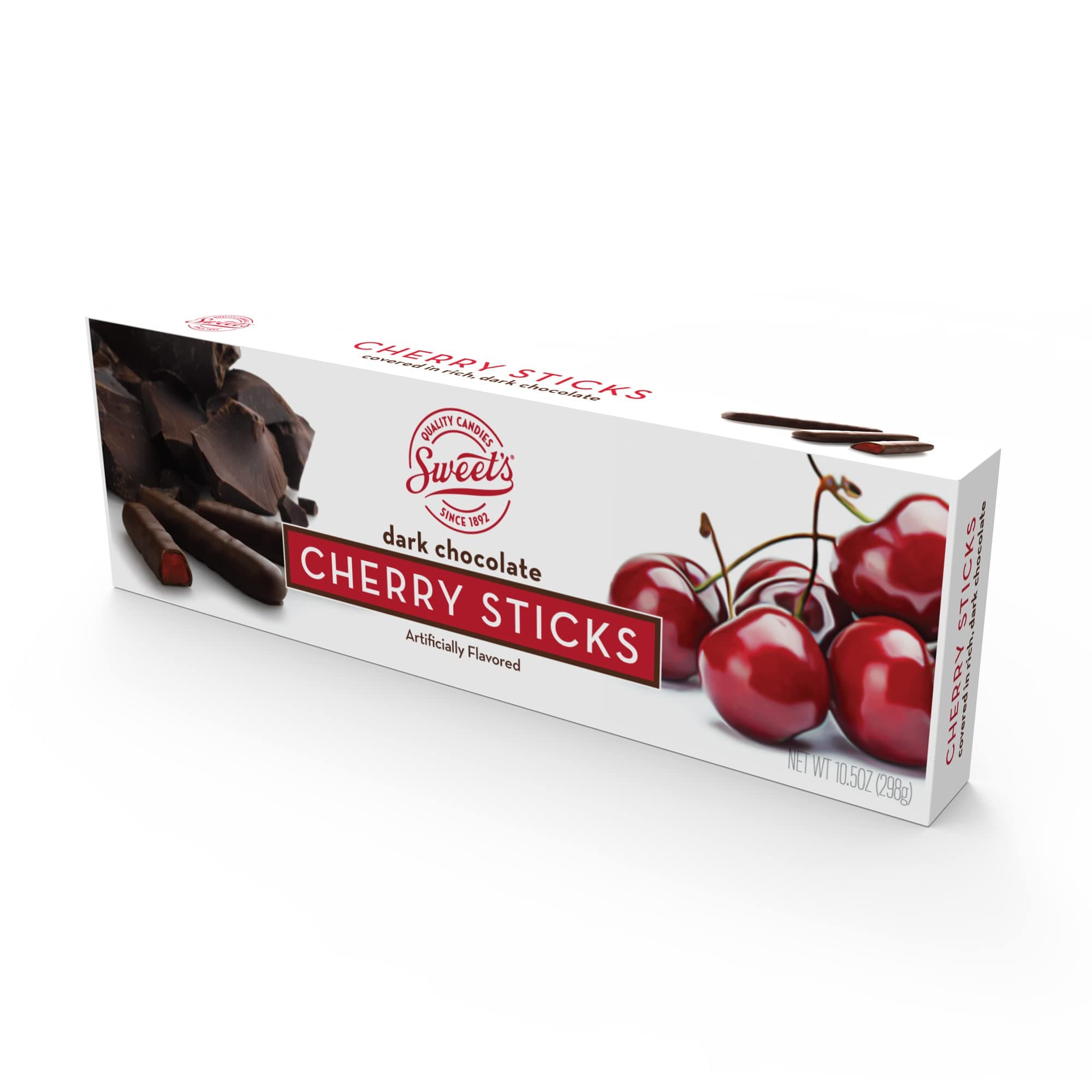 Dark Chocolate Cherry Sticks - Gourmet Chocolate Covered Sticks, Chocolate Fruit Flavored Sticks, Gift Idea for Holidays, Gluten Free, Kosher - 10.5 oz Box