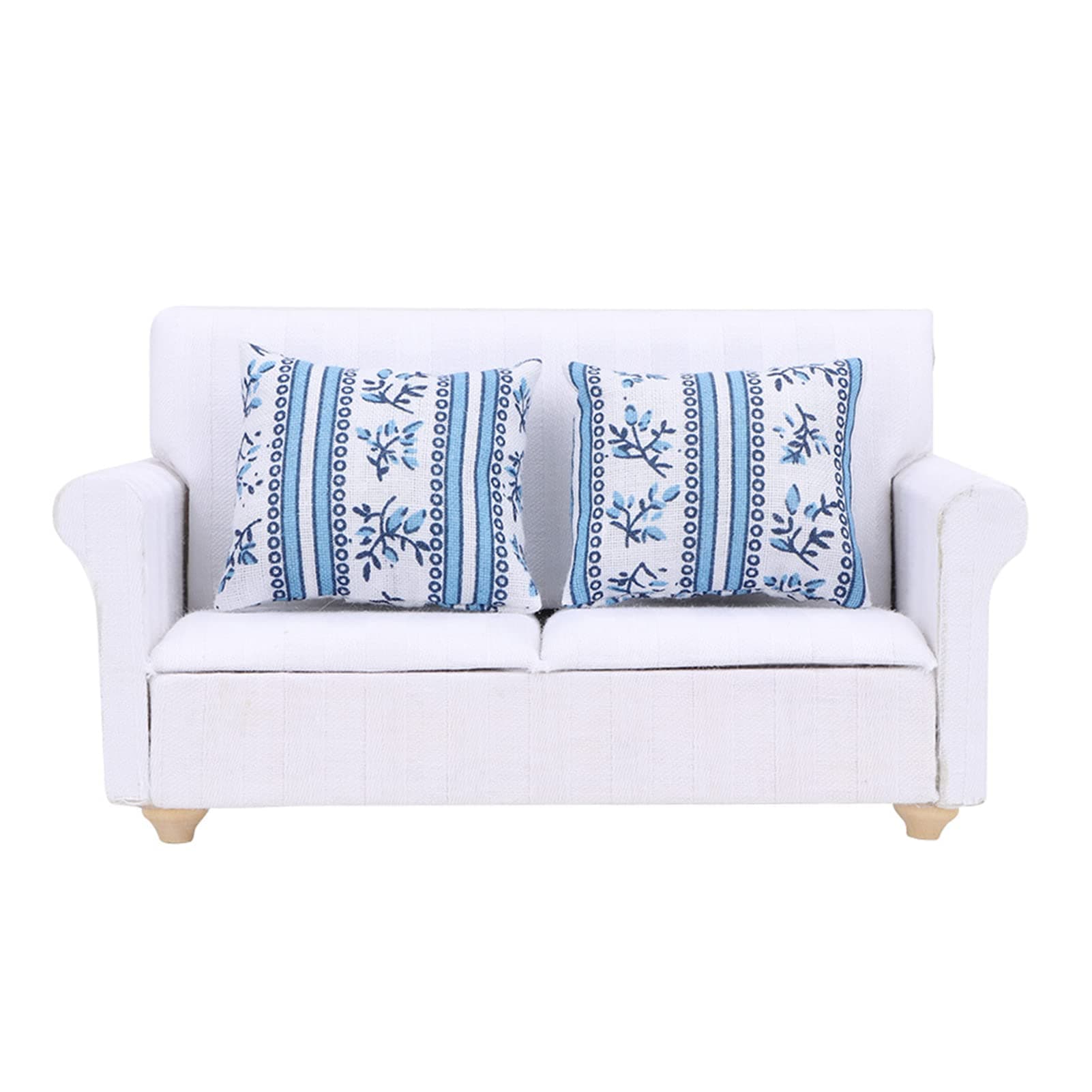 1/12 Dollhouse Miniature Sofa Set Living Room Furniture Accessories (Two-seat Sofa with Cushions)