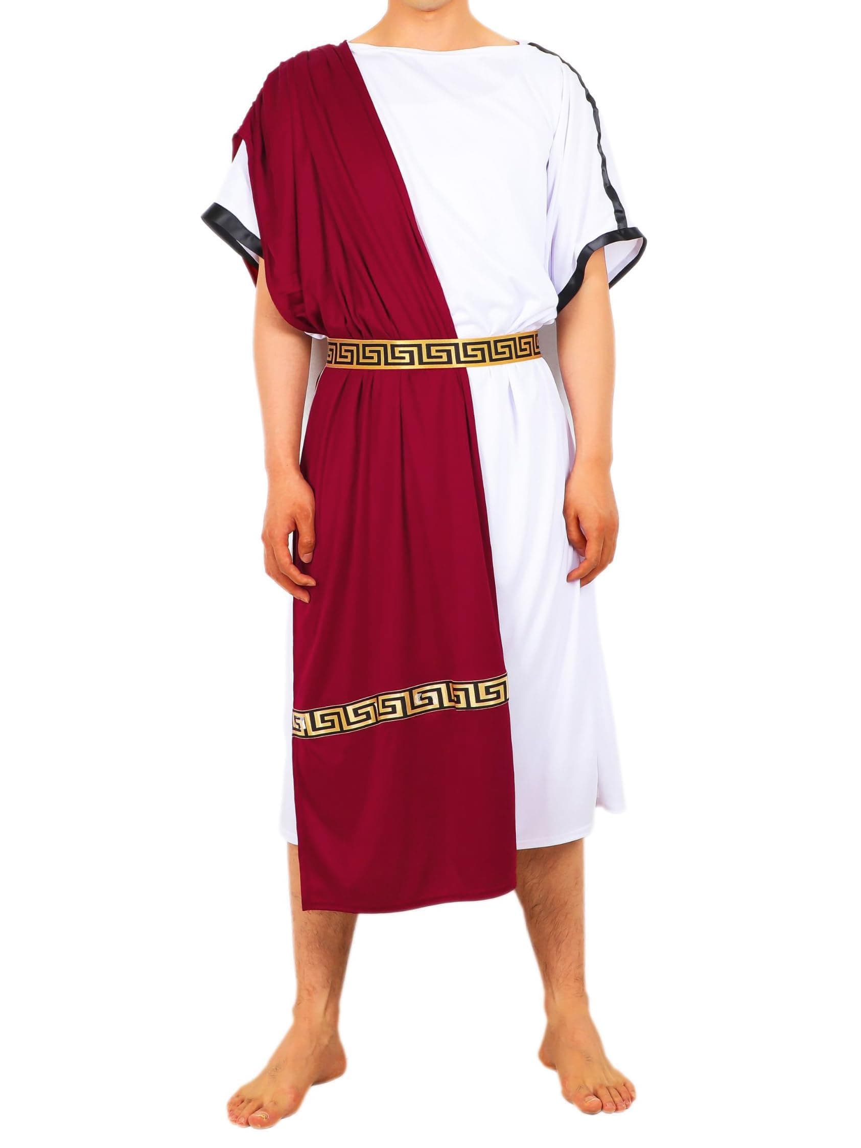 EAWIN Men's Deluxe Classic Toga Costume Set Including Tunic, Belt, and Gold Metal Laurel Wreath Roman God Summer Party Dress