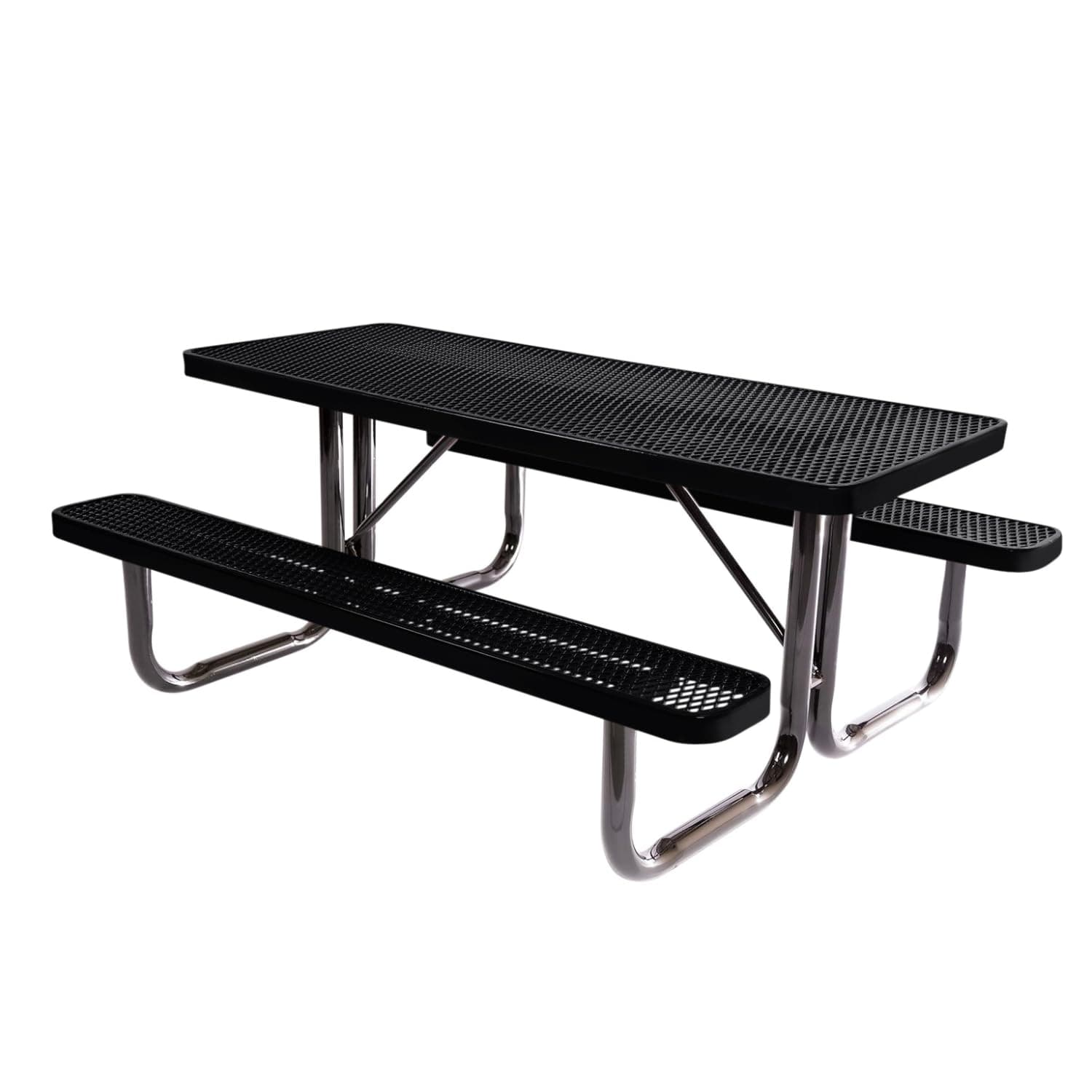 COATEDOUTDOORFURNITURE T6-BLK Heavy Duty Rectangular Portable Picnic Table, 6 Ft, Black, Made in America