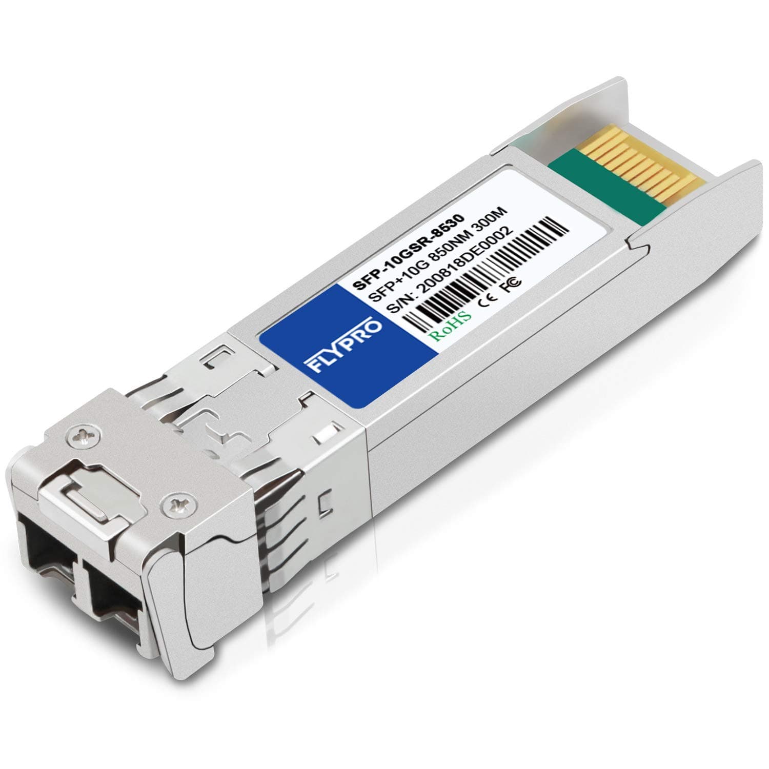 FLYPROFiber- 10GBase-SR SFP+ Transceiver, 10G SR LC Fiber Optics Multimode Module for Dell 407-BBOU (MMF 850nm 300m DOM)