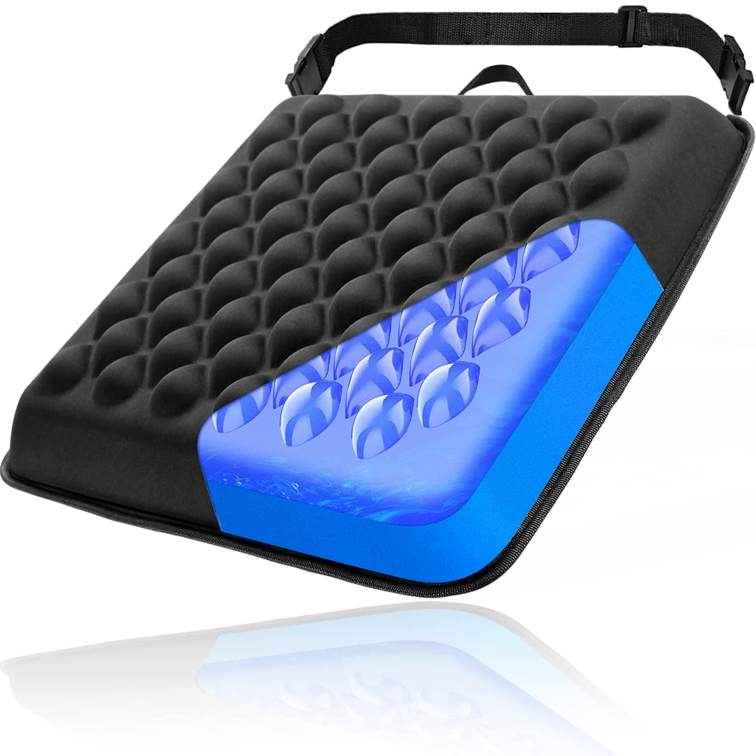 Memory Foam Seat Cushion Multi-Layer Massage Orthopedic Chair Cushions Backrest for Office Chairs, Wheelchair, Mobility Scooters Lower Back Pain Relief Large Size 18.5"X16.5"X2.5"