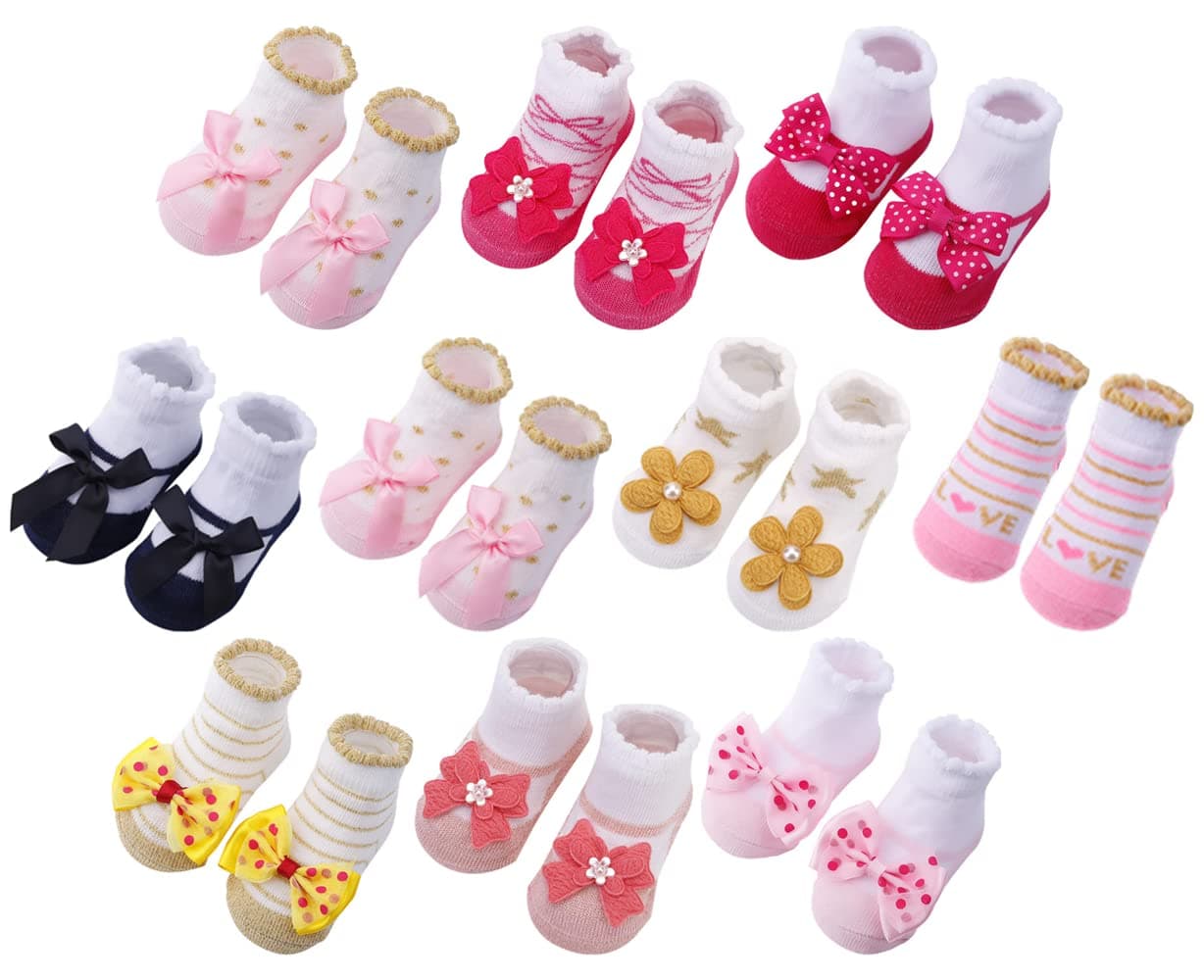Newborn Baby-girls Socks and Bow Infant Toddler Ankle Socks