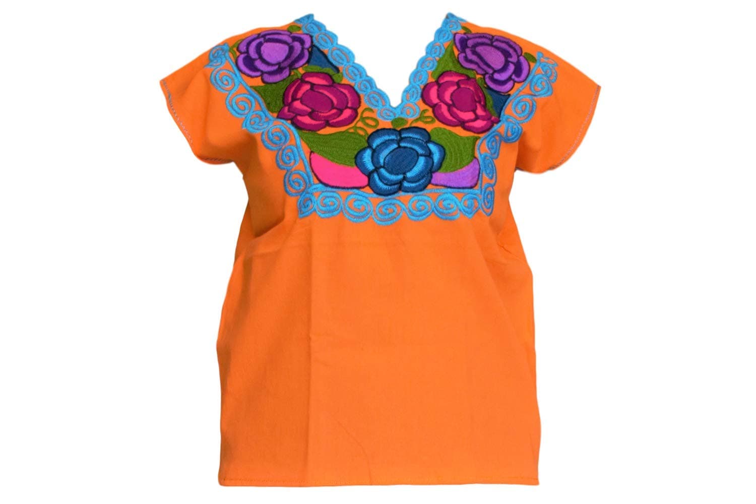 Mexican Blouses Floral Embroidery Chiapas artisans Mexican Party Day of The Dead (Choose Your Color & Size)…