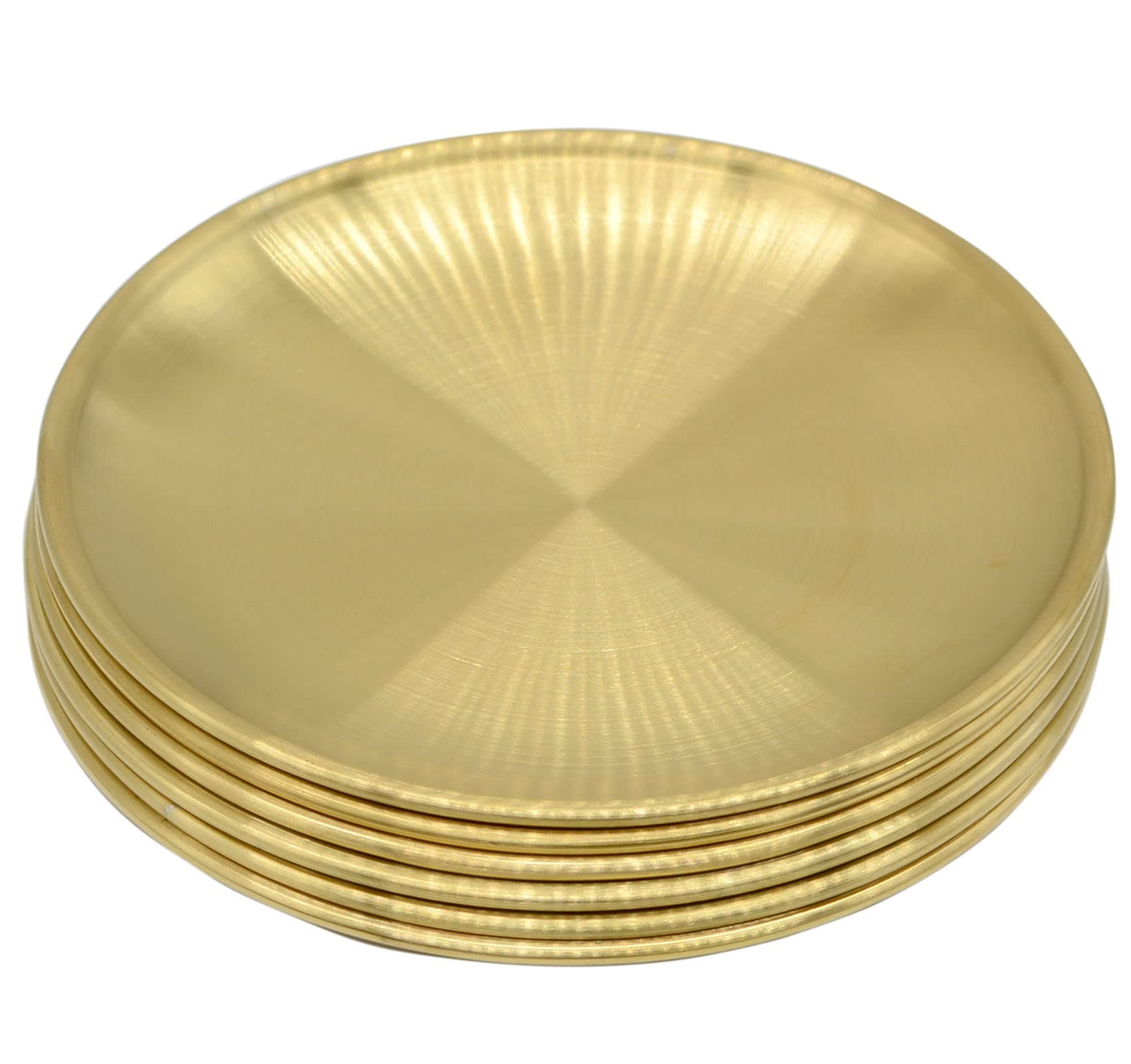 6 Pcs 5.5 Inch Circular Trinket Tray, Gold Stainless Steel, for Serving Trays Towel Storage Dish Plate Tea Fruit Trays Jewelry Plate Decorative Storage Tray (5.5 Inch, Gold)
