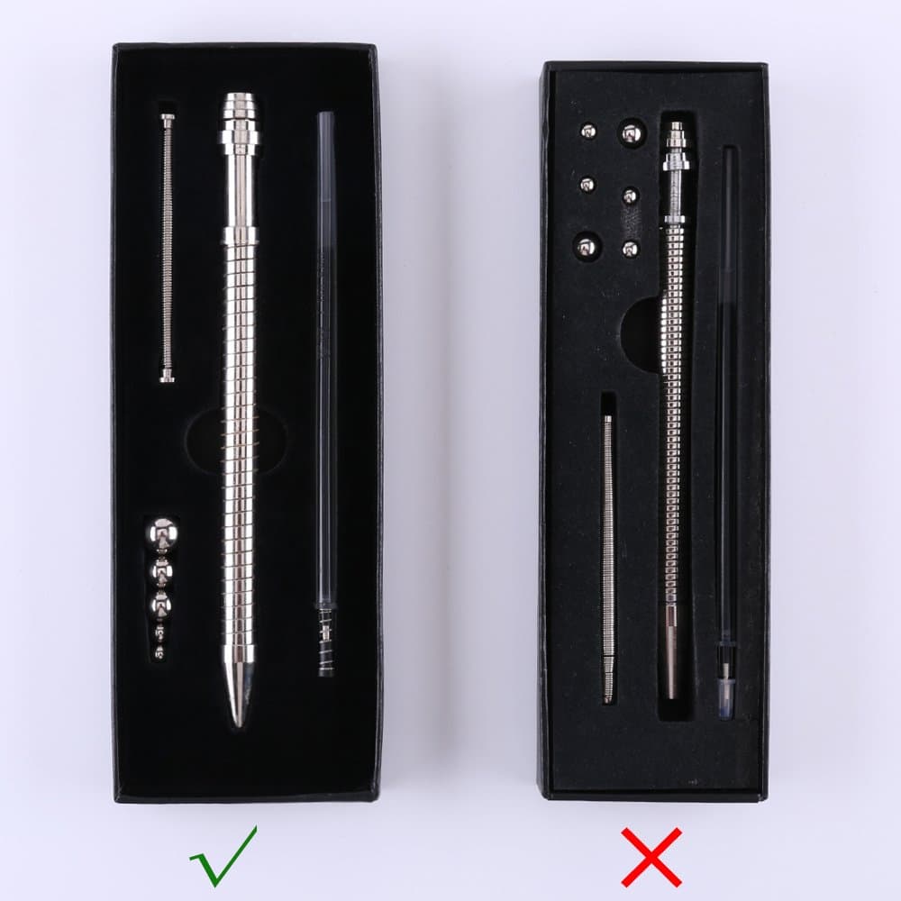 Fidget Ink Pen Stainless Steel with 5 Magnetic Balls Spring Body for Office Class Home Add ADHD for Children You Can Write and Play When You Are Thinking