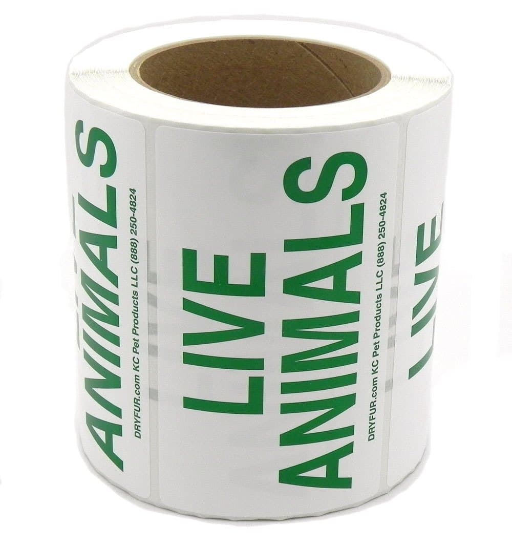 DryFur 500 Roll Live Animal Shipping Labels - Quality pet Airline Stickers