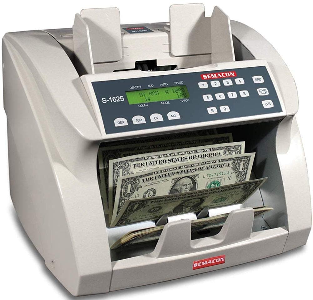 Semacon S-1625 Series 1600 Premium Ultra High Speed Bank Grade Currency Counter With UV And MG Detection, SmartFeed Technology, Up to 1800 Notes Per Minute