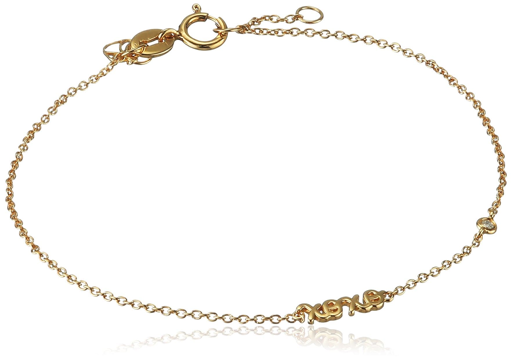Shy By Sydney Evan Sterling Silver Yellow Gold Plated "Xoxo" Bracelet with Diamond Bezel of 17.145cm