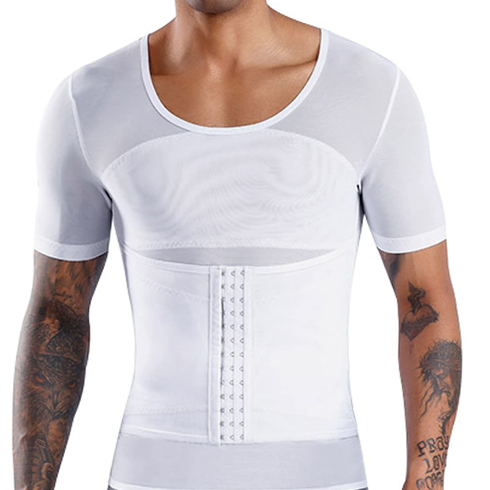 WPHomeSlim Men Control Gynecomastia Shaper Compression Shirt Tank Top Chest Body Posture Corrector Corset Sleeveless Vest Abdomen Control Underwear Shapewear THermal Tops