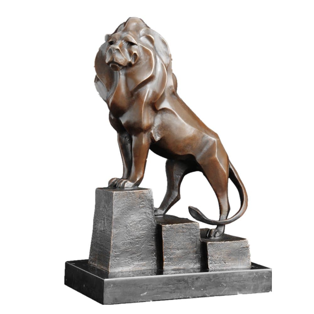 Toperkin Bronze Statues Animal Sculptures Lion Statue Abstract Figurine Collection TPAL-380