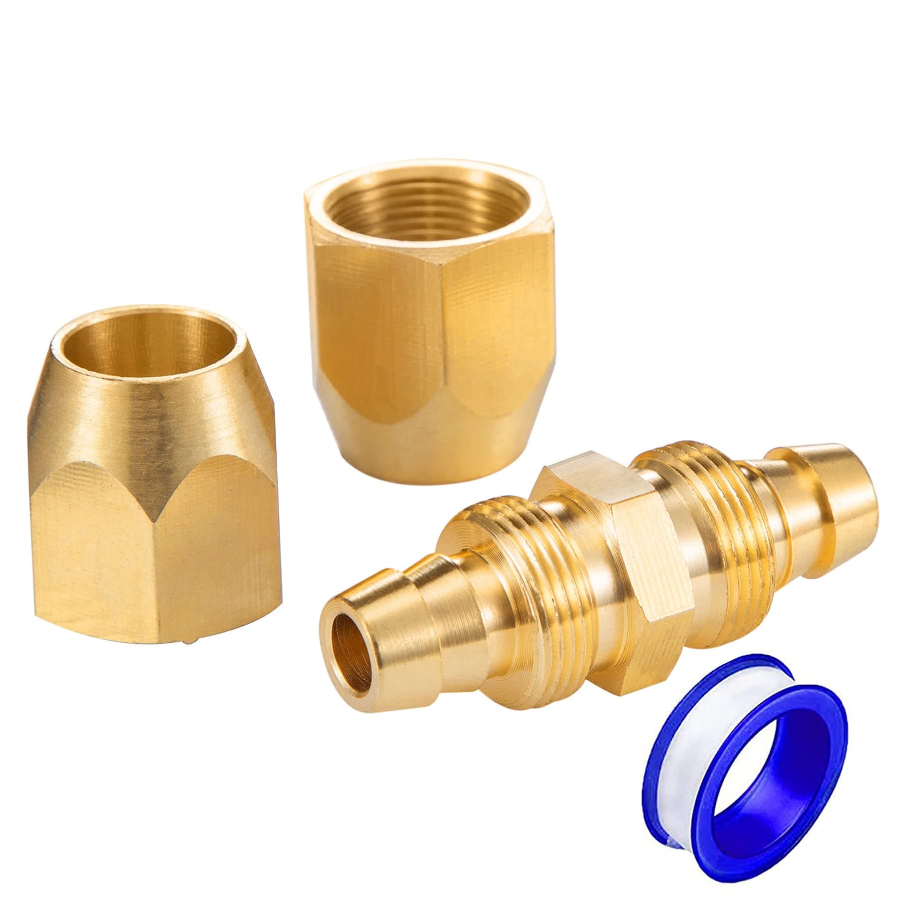 Breezliy 1PC Soild Brass Air Reusable Hose Splicer For 3/8-Inch ID Hose,Flexeel Hose Air Hose Repair Fitting