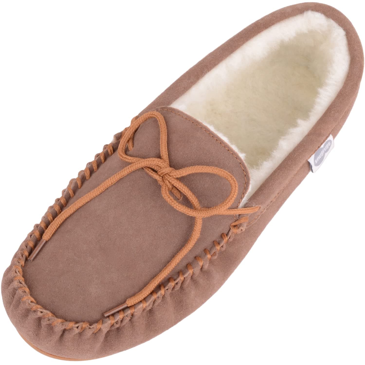 SNUGRUGSWomen's Clara, Wool Moccasin Slipper with Rubber Sole