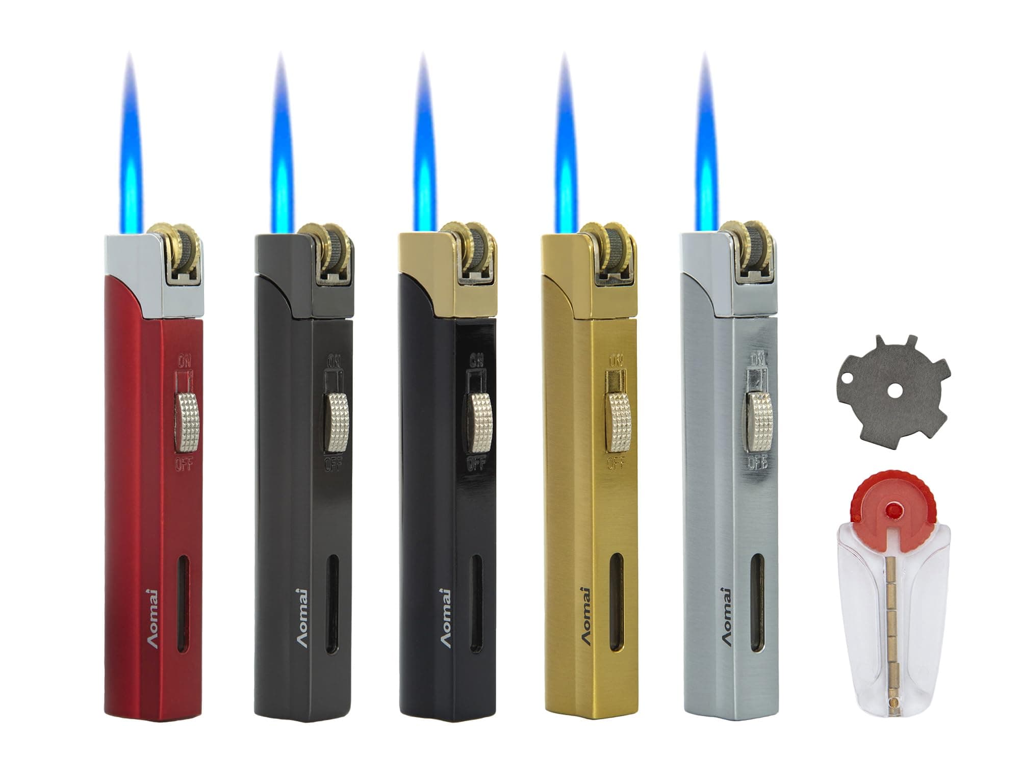 5 Pack Butane Torch Lighter With Extra Flints