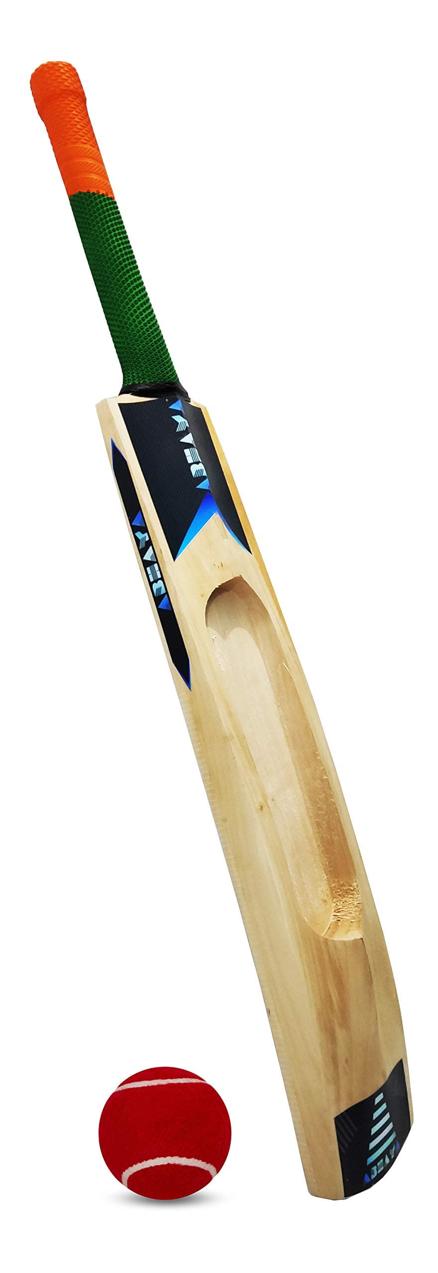ABHAYA Kashmir Willow Hard Tennis Scoop Design Red Ball Cricket Bat, Under 1.05kg