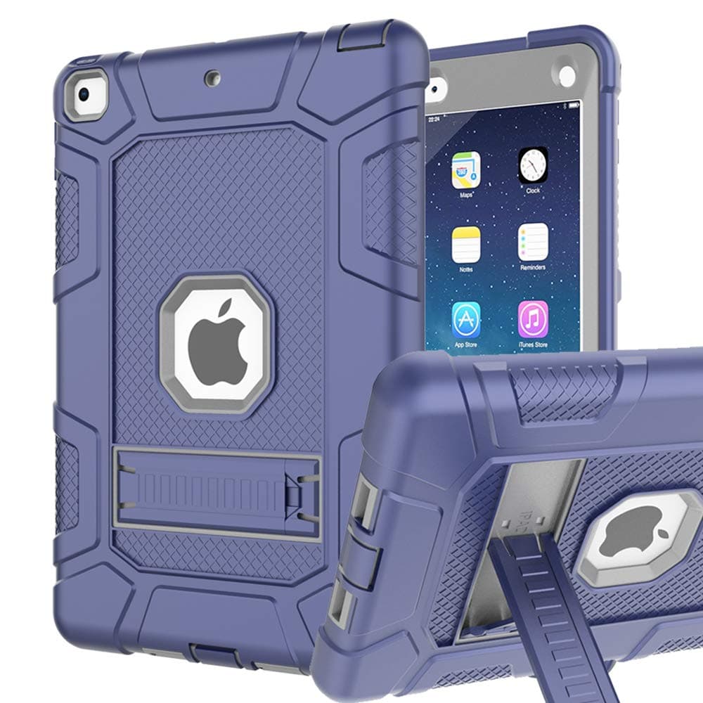 Piagle iPad mini 5 Case, iPad mini 5th Generation Case, Hybrid Three Layer Armor Shockproof Rugged Drop Protection Cover Case Built With Kickstand for iPad Mini 5 7.9" 2019 (Navy+Gray)