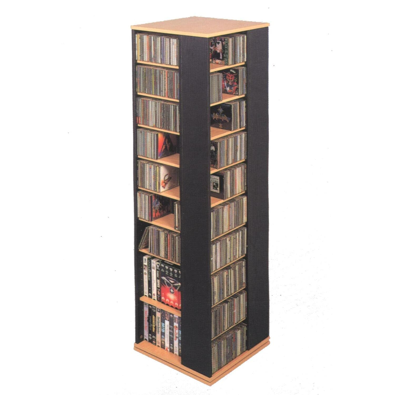 CD-1040C Revolving CD / DVD Storage Tower, Oak with Black