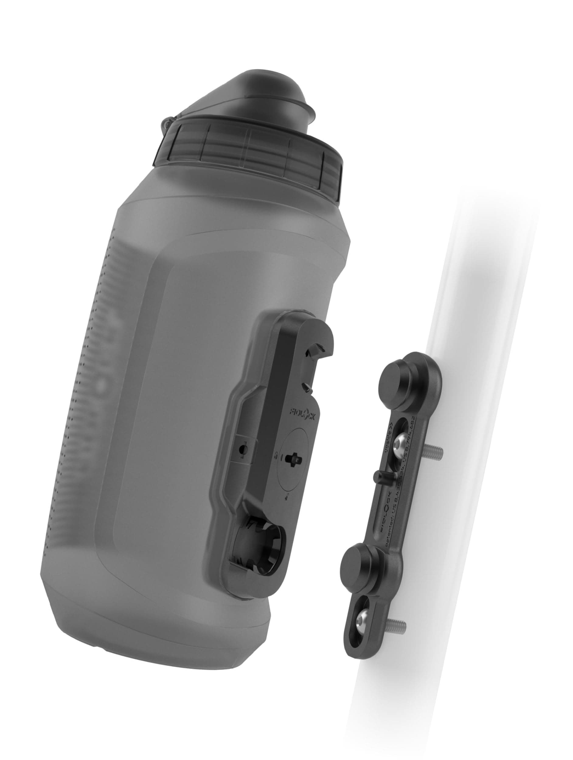 Fidlock Twist Bottle 750 Compact + Bike Base - 750 ml Bicycle Water Bottle with Magnetic Mechanical Bottle Holder System, Includes Holder, BPA Free & Dishwasher Safe, Colour Smoke