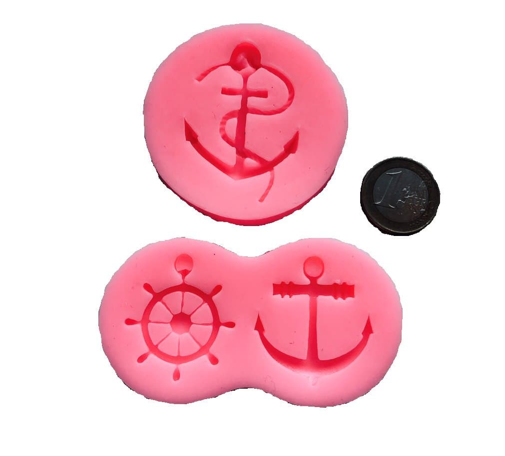 Royal House Goods Set of 2 Sea Anchor Fondant Silicone Chocolate Mould Cupcake Mould Captain Boat Maritime Cake DIY Baking Decorating Shapes Ice Cube Mould